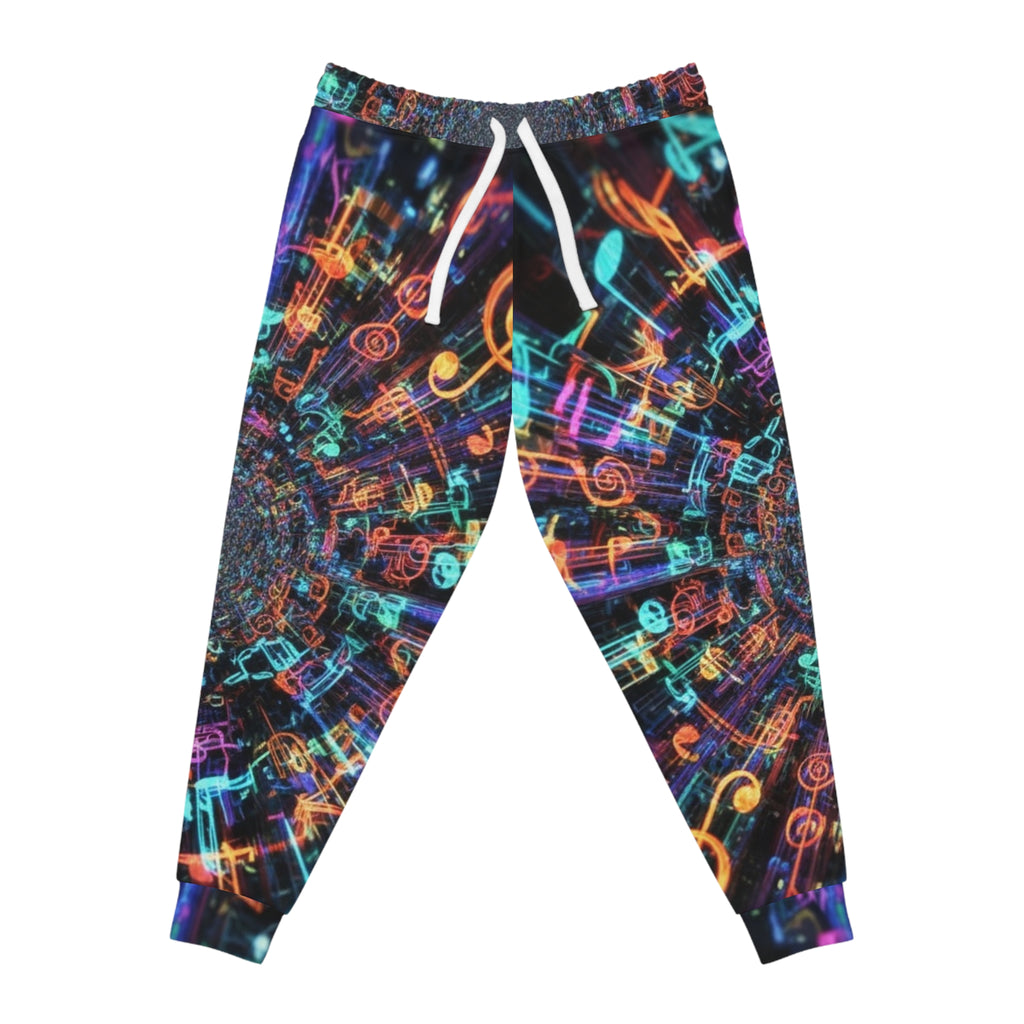 WKE WRLD Vibrant Music-Themed Joggers, Music Lover Gift, Dancewear Pants, Festival Outfit, Jogging Bottoms