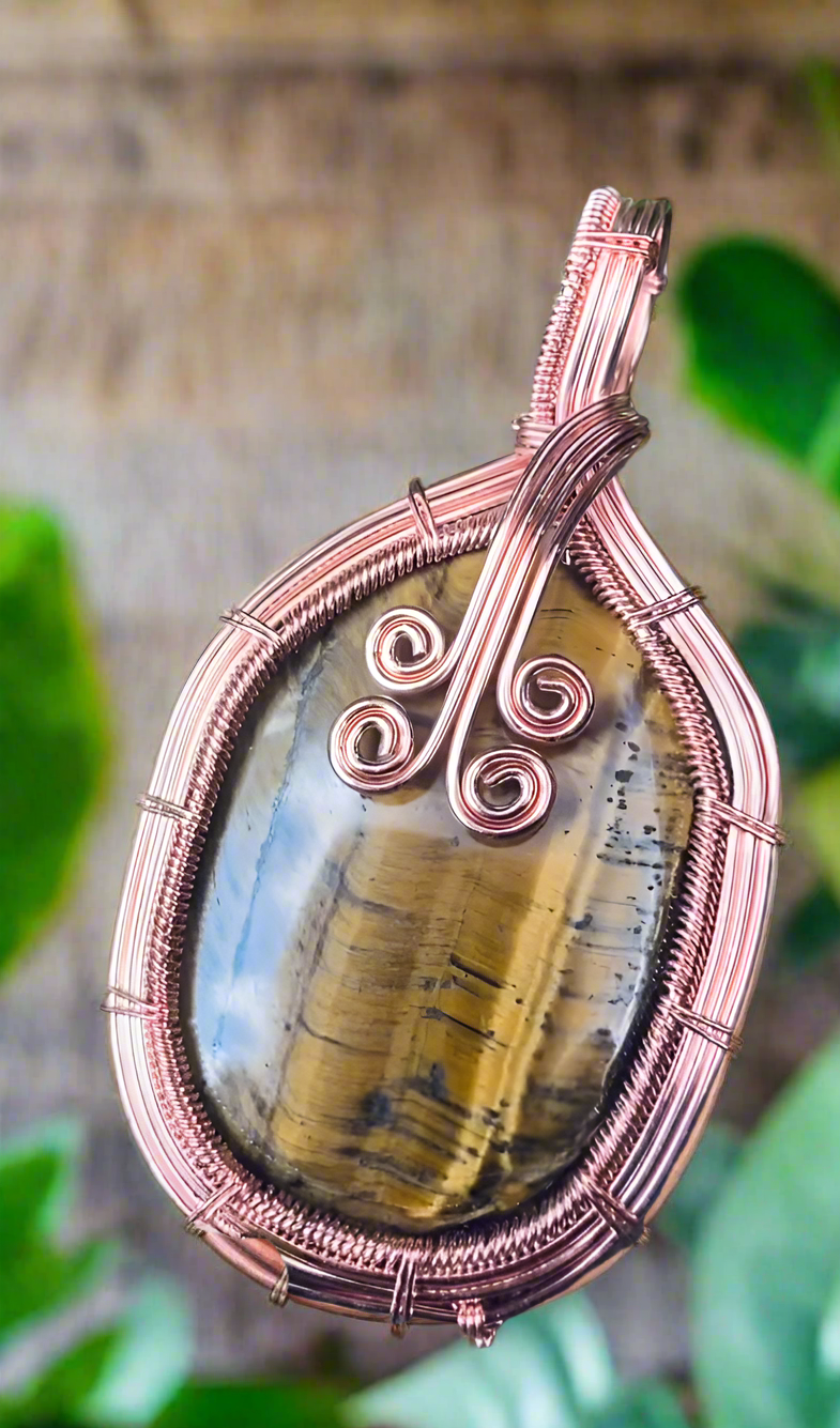Pure Copper Tiger's eye pendant #2