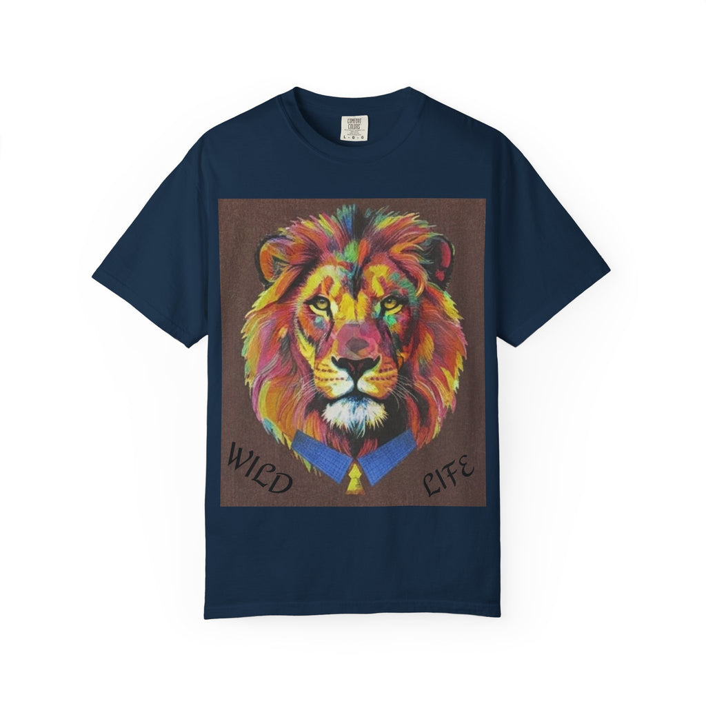Wild Life Lion Portrait T-Shirt — Colorful Retro Primate Graphic Tee