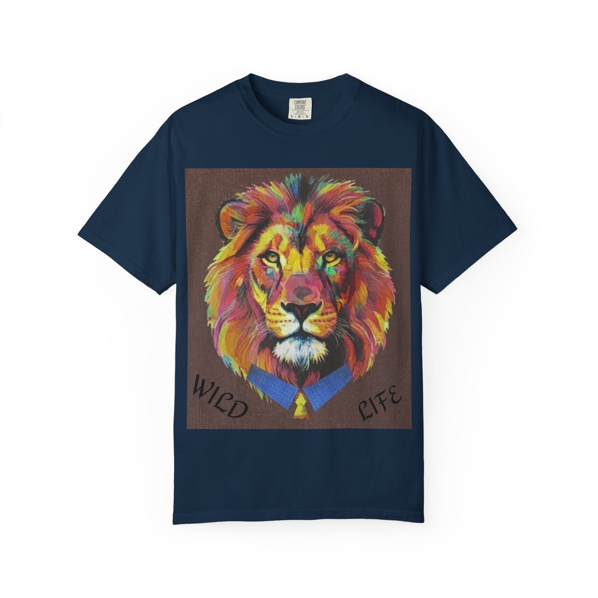 Wild Life Lion Portrait T-Shirt — Colorful Retro Primate Graphic Tee