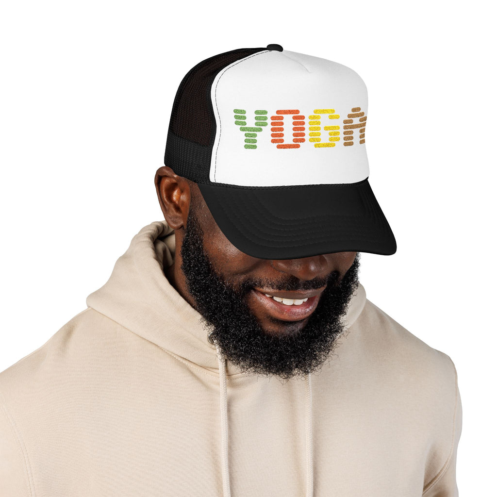 Yoga Foam Trucker Hat - Embroidered Red Cap for Yoga Enthusiasts