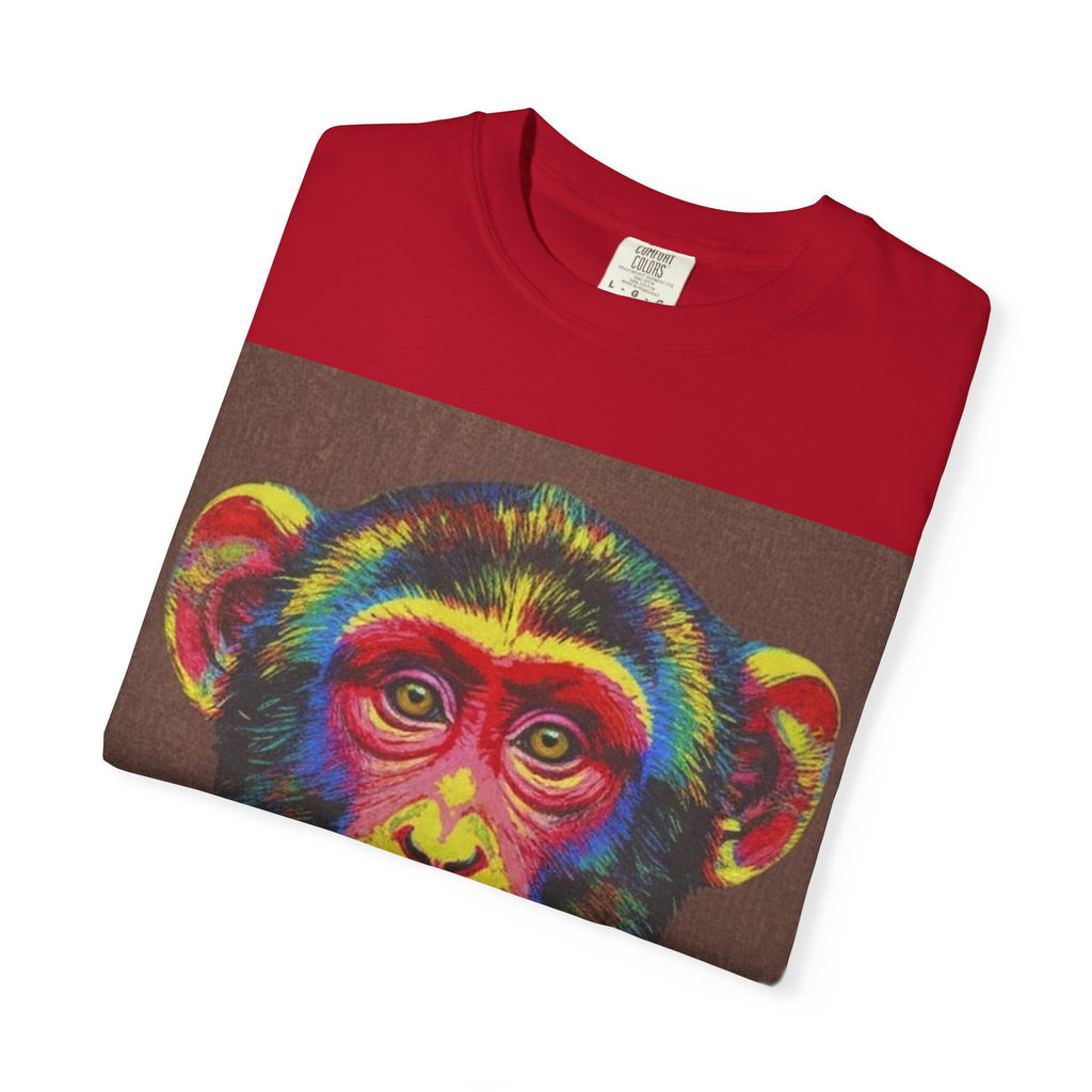 Wild Life Chimp Portrait T-Shirt — Colorful Retro Primate Graphic Tee