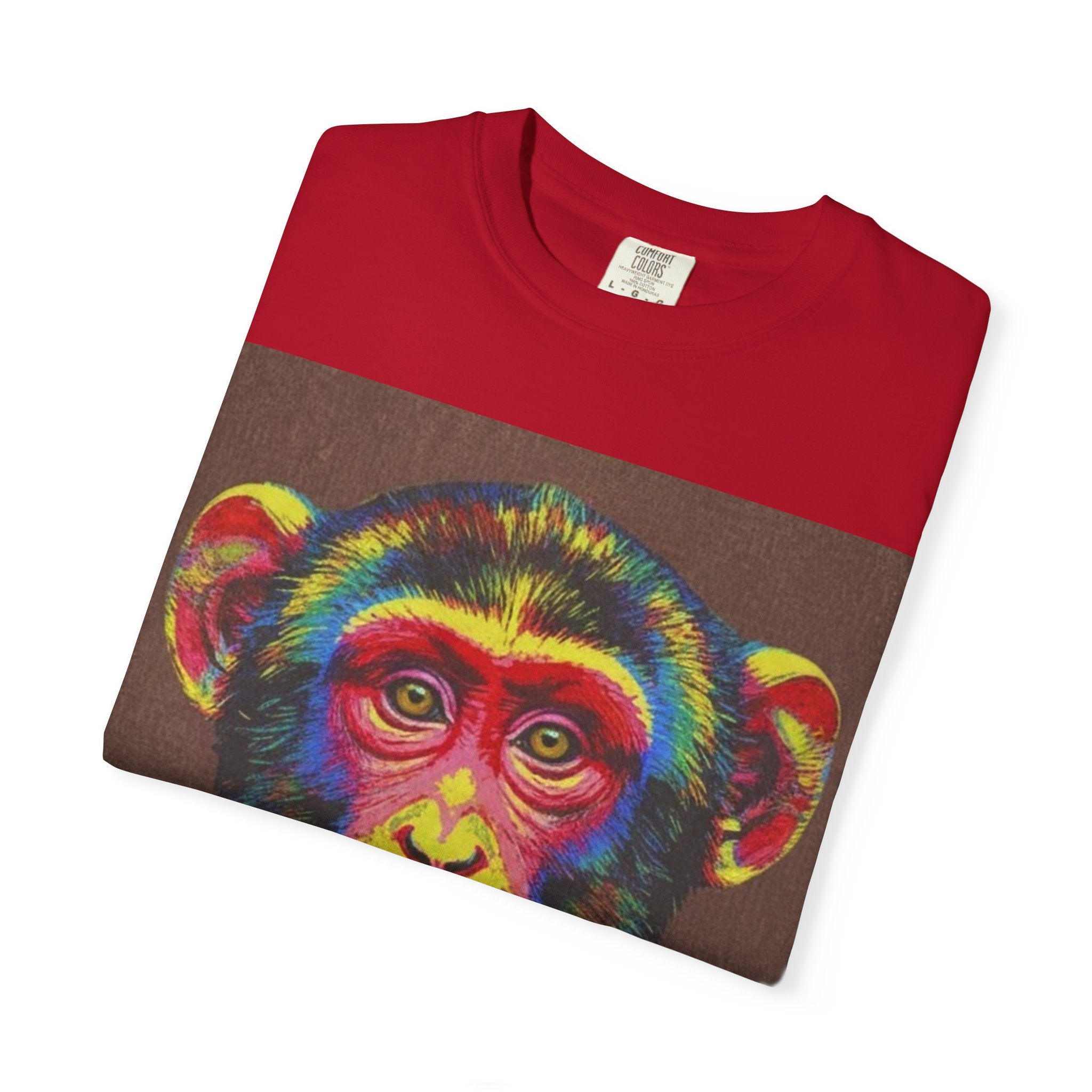 Wild Life Chimp Portrait T-Shirt — Colorful Retro Primate Graphic Tee