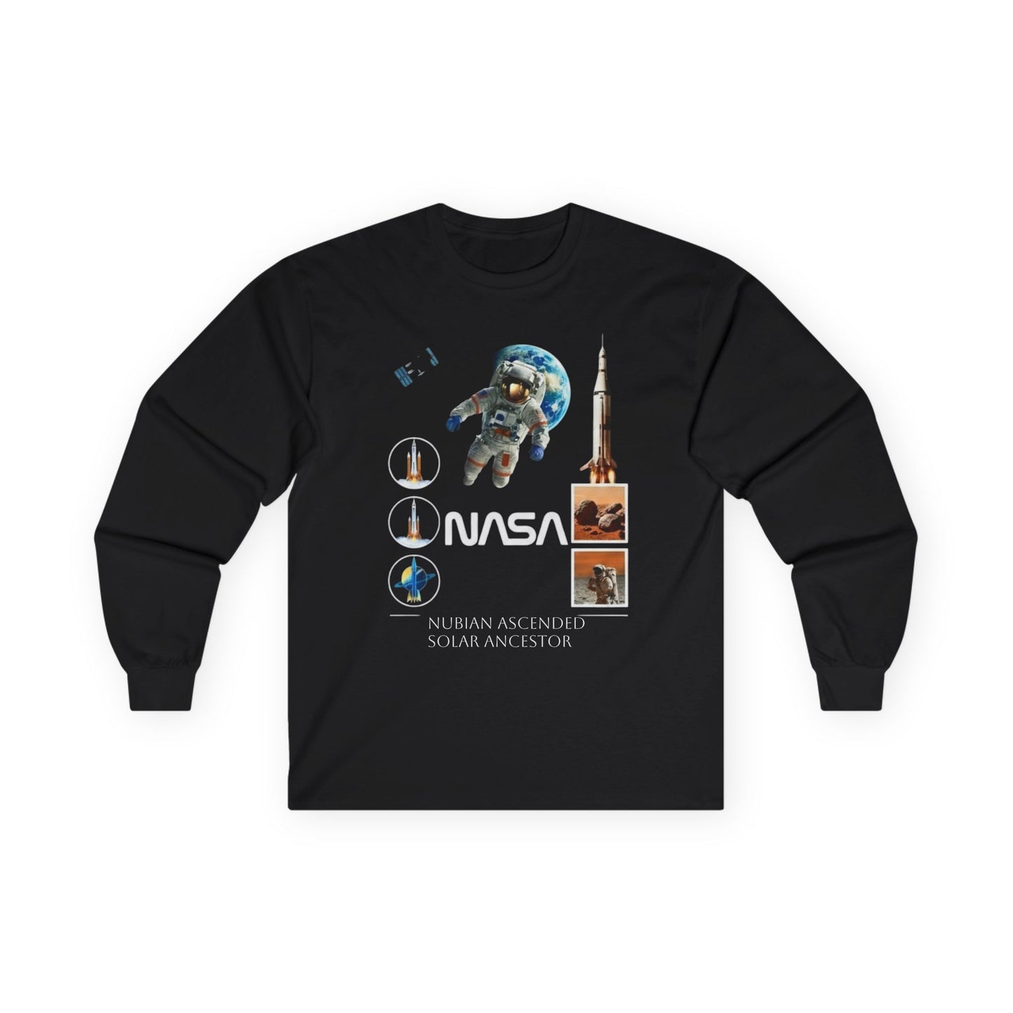 NASA Inspired Unisex Long Sleeve Tee - Space Exploration Graphic