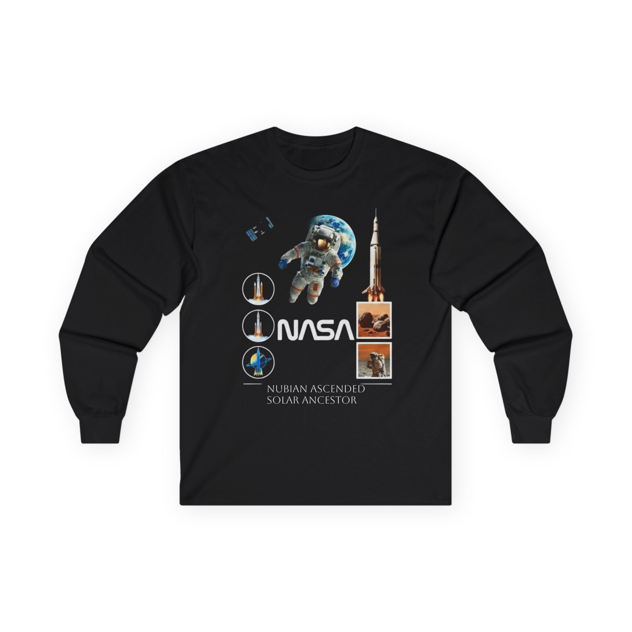 NASA Inspired Unisex Long Sleeve Tee - Space Exploration Graphic