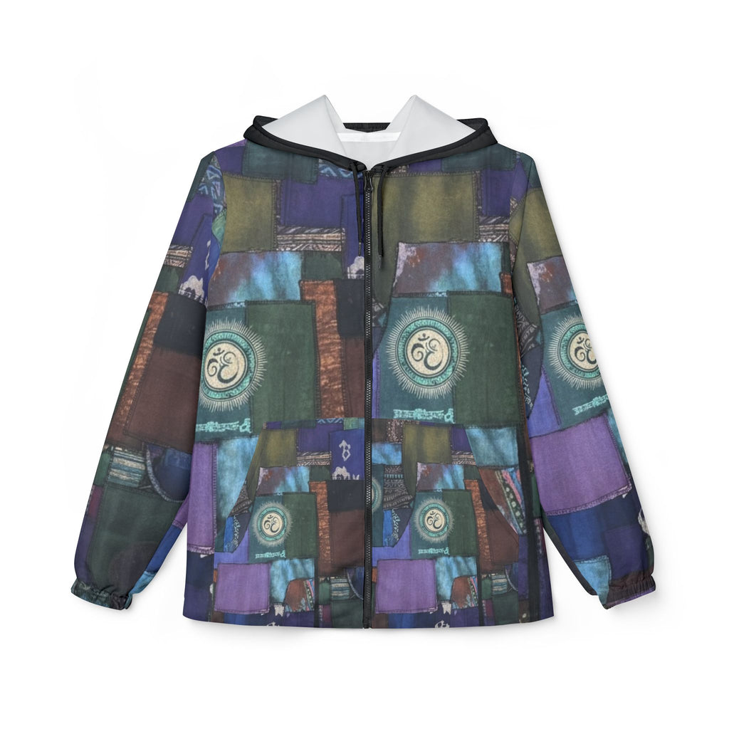 Patchwork Vibes Windbreaker Jacket — Abstract Quilted Collage