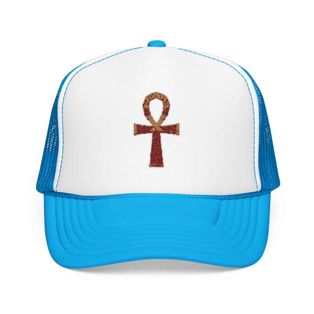 Embroidered Ankh Foam Trucker Hat - Stylish & Trendy Cap