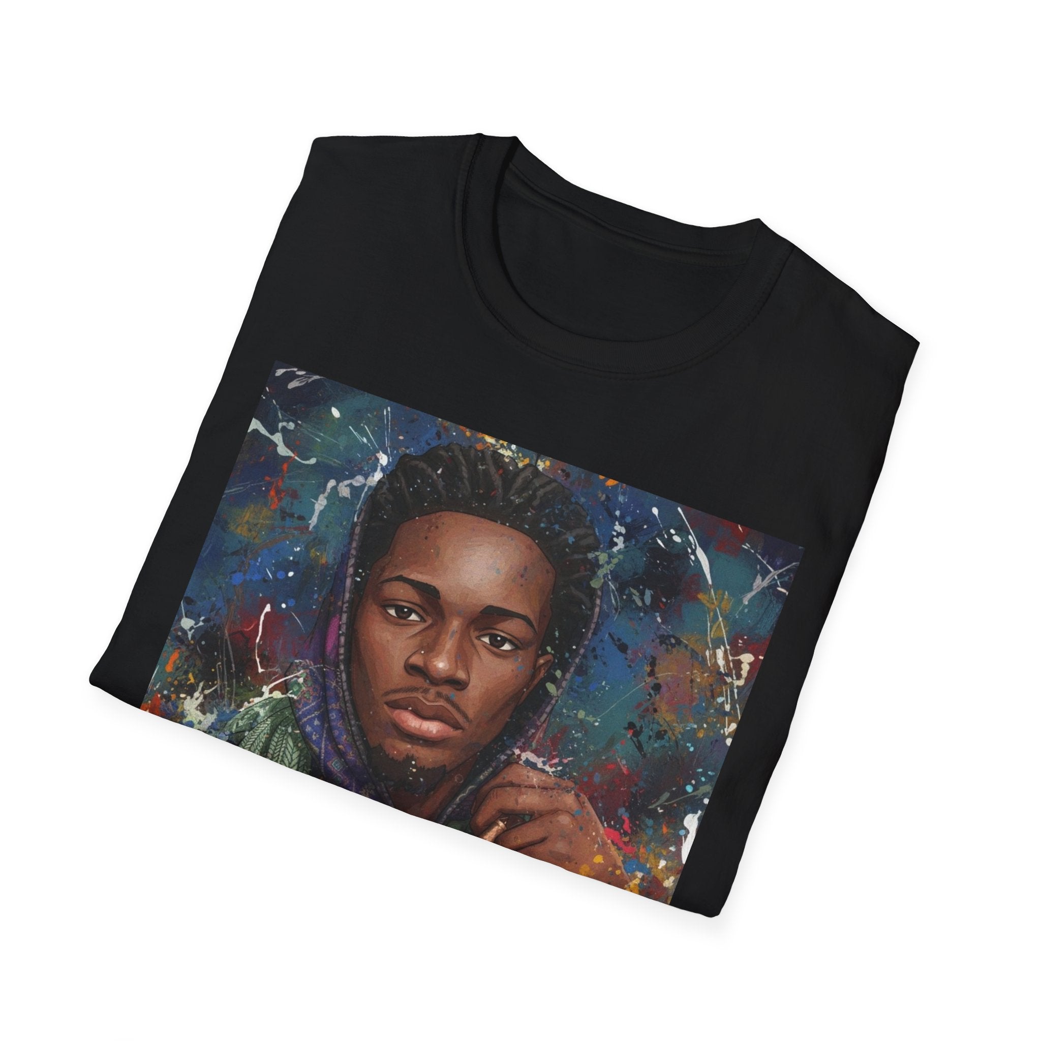 Arcaze Portrait T‑Shirt — Cosmic Musician Artwork