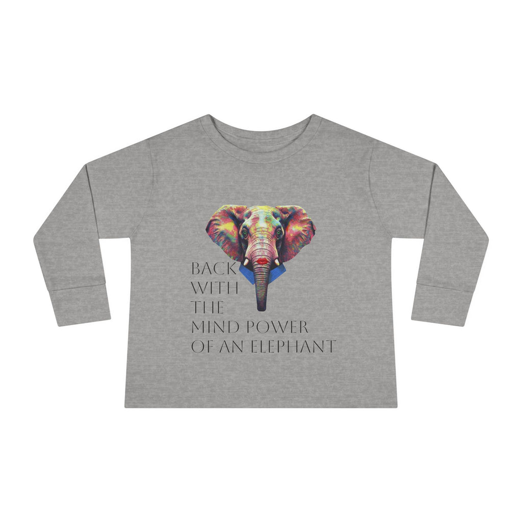 Colorful Elephant Toddler Long Sleeve Tee — Vibrant Safari Animal Shirt for Kids