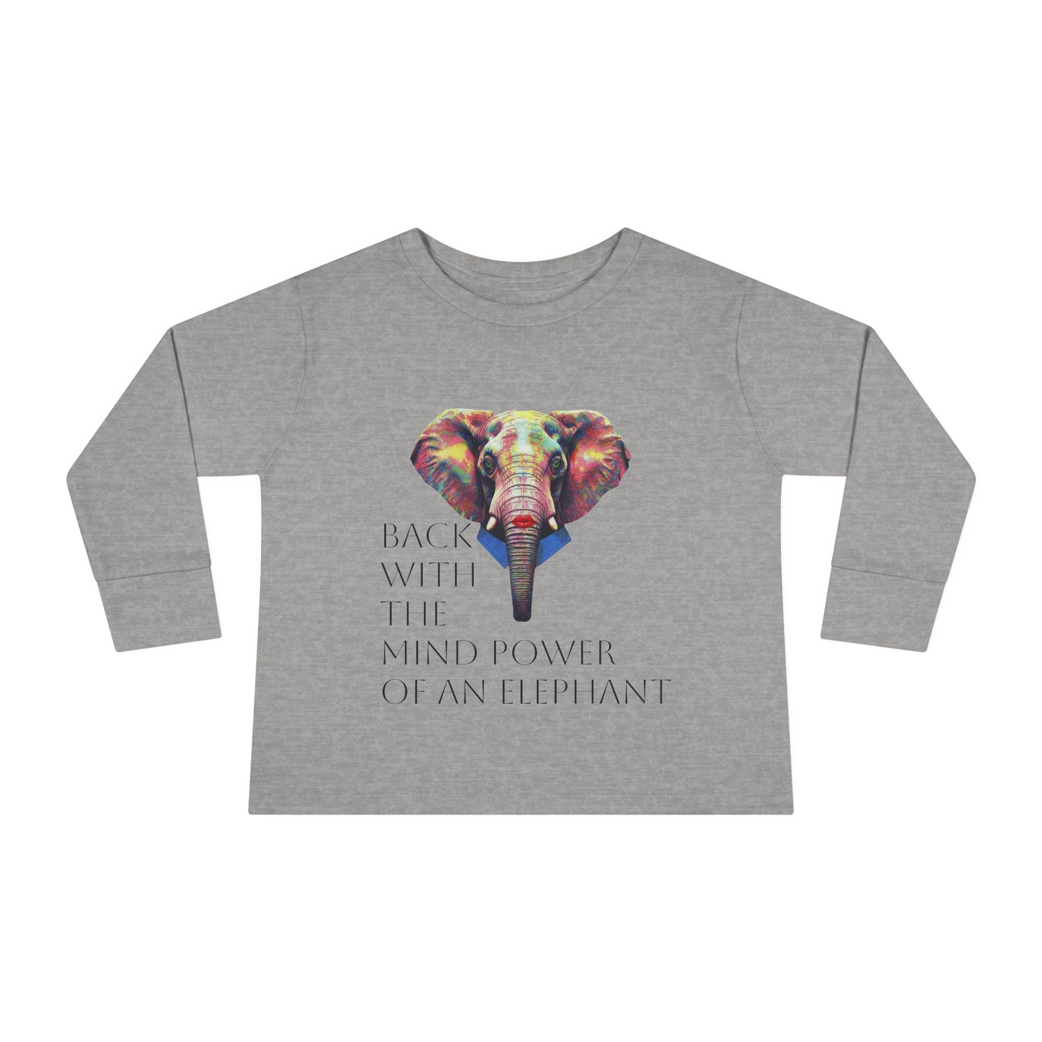 Colorful Elephant Toddler Long Sleeve Tee — Vibrant Safari Animal Shirt for Kids