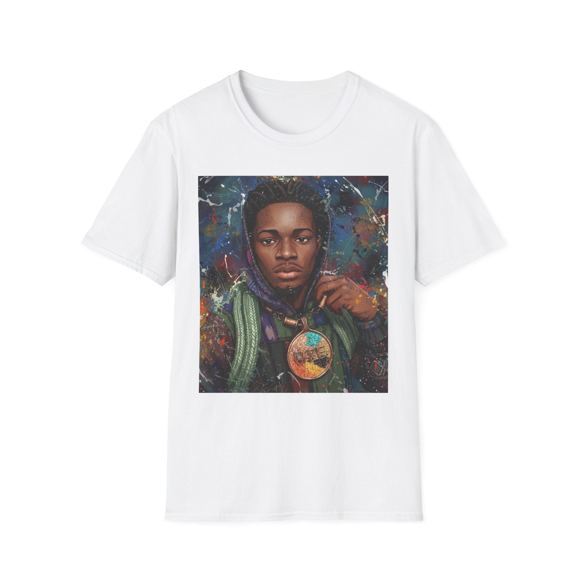 Arcaze Portrait T‑Shirt — Cosmic Musician Artwork