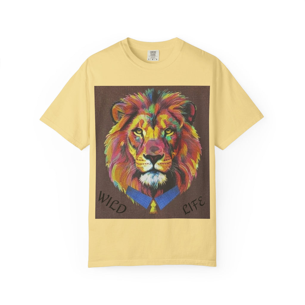 Wild Life Lion Portrait T-Shirt — Colorful Retro Primate Graphic Tee
