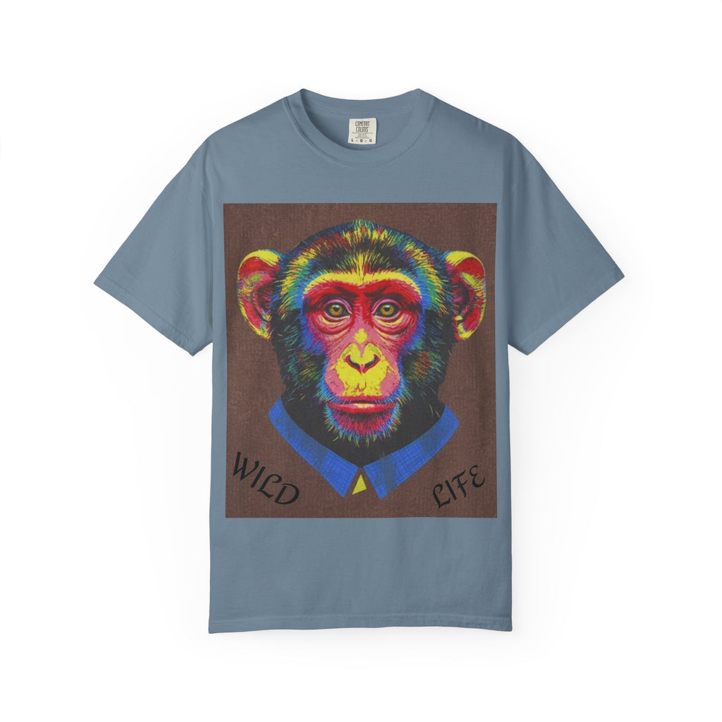 Wild Life Chimp Portrait T-Shirt — Colorful Retro Primate Graphic Tee