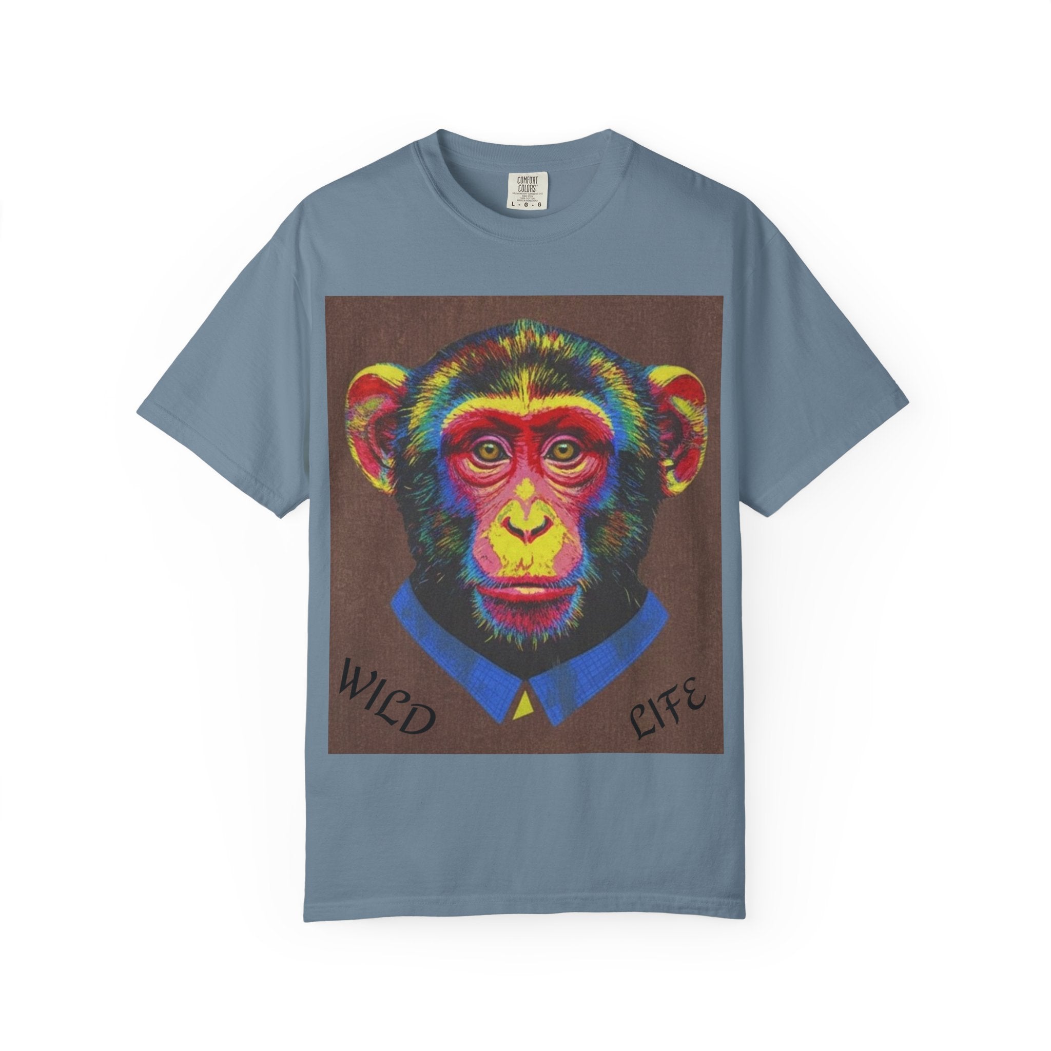 Wild Life Chimp Portrait T-Shirt — Colorful Retro Primate Graphic Tee