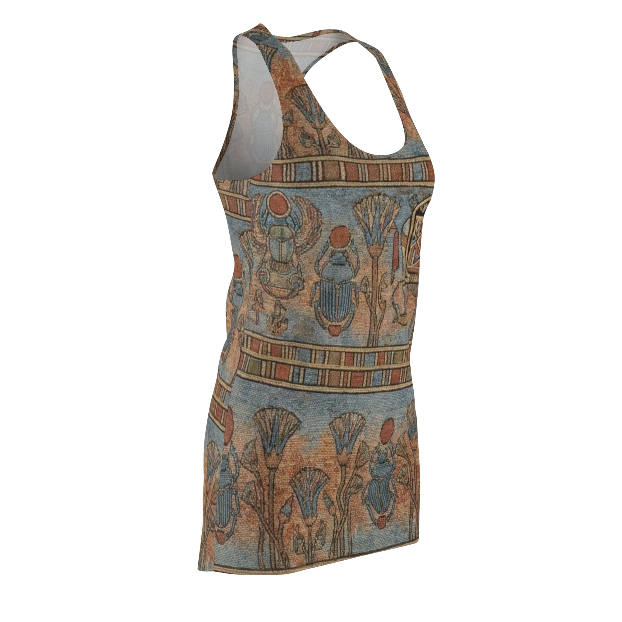 Egyptian Scarab Racerback Dress — Ancient Floral Motif AOP