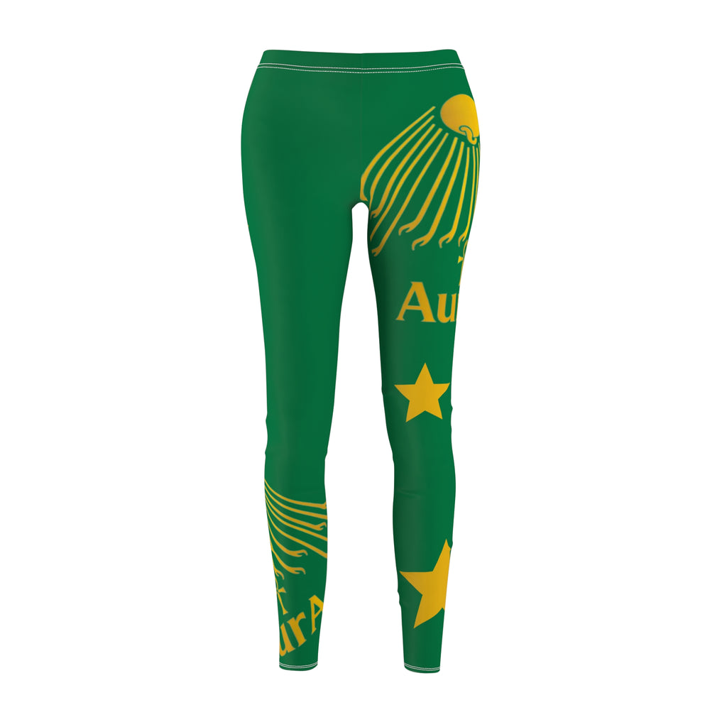 Gold Sunburst 'Aurora' Printed Leggings (White)