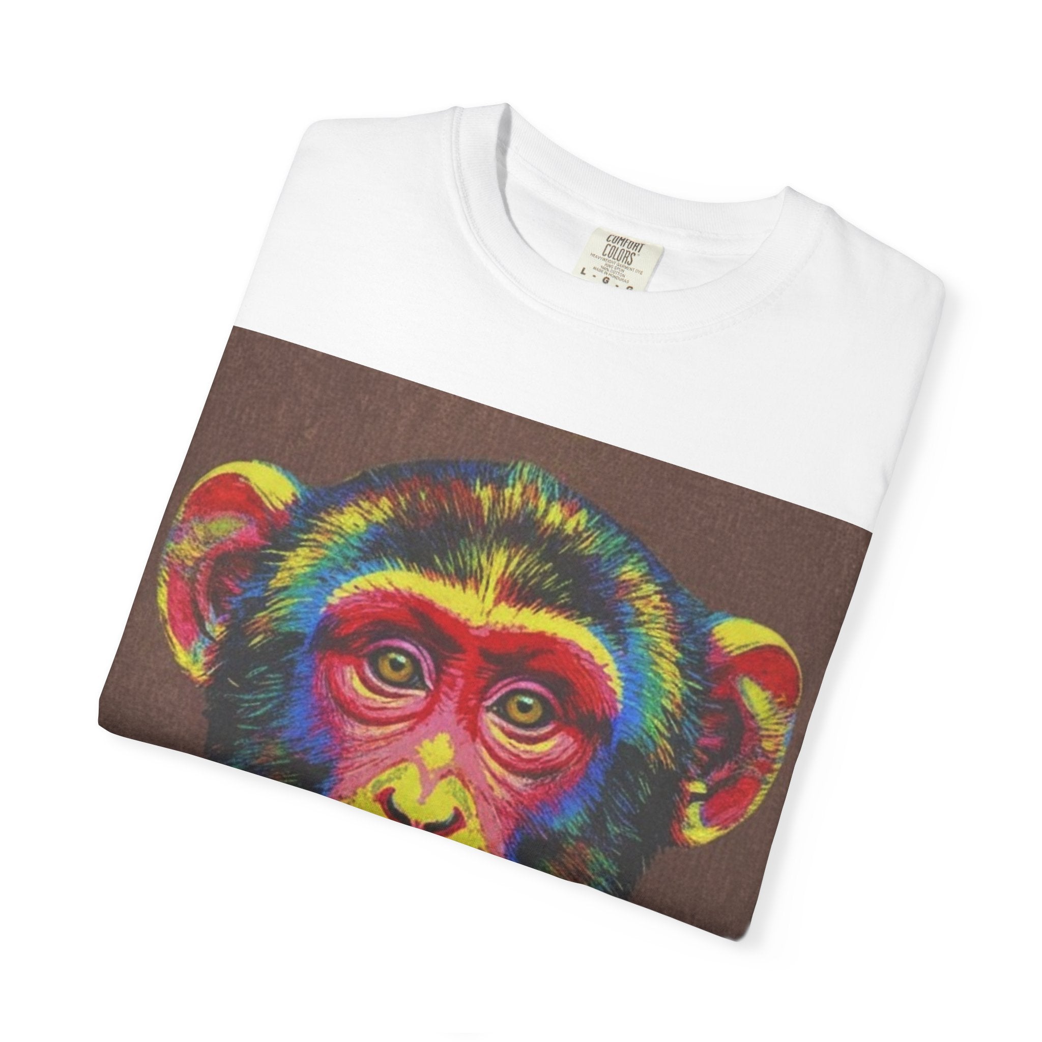 Wild Life Chimp Portrait T-Shirt — Colorful Retro Primate Graphic Tee