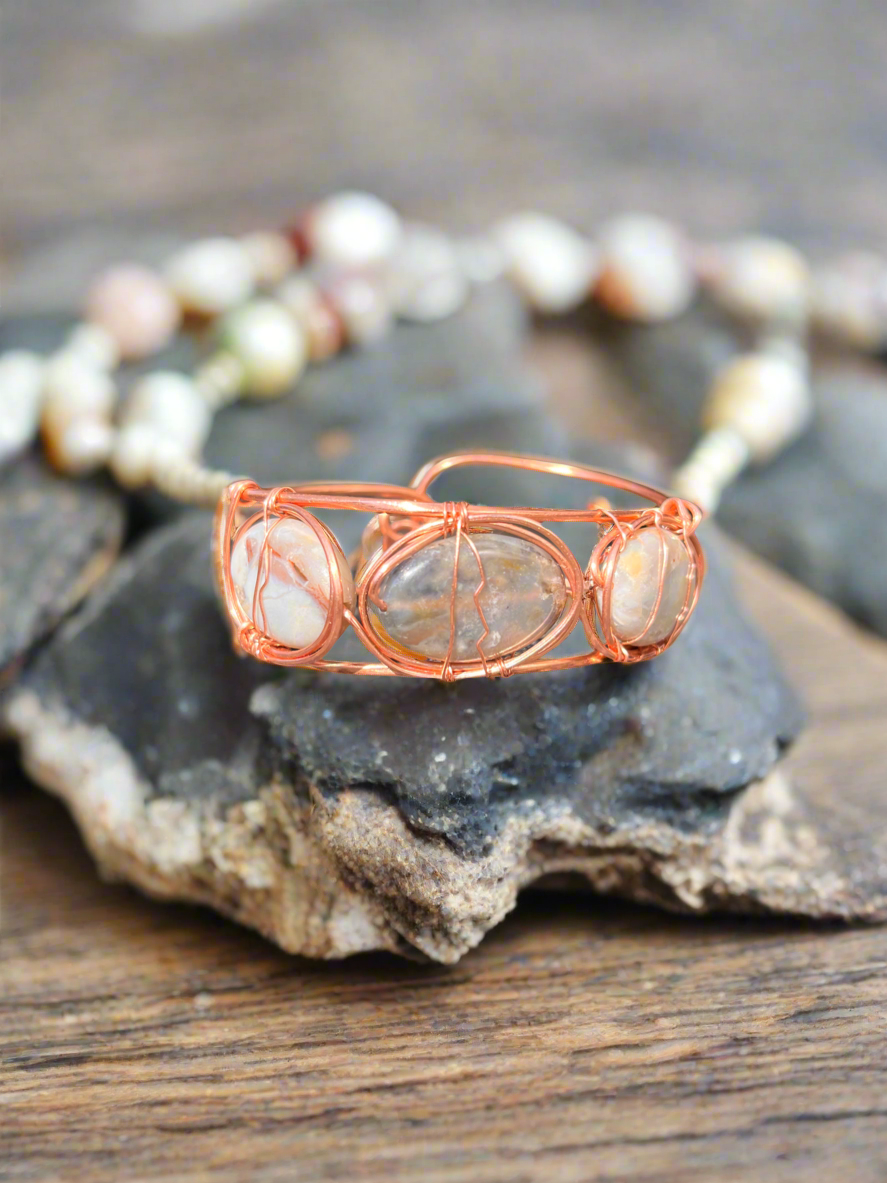 iamevibez Custom Pure Copper Crazy Laced Agate Bracelet