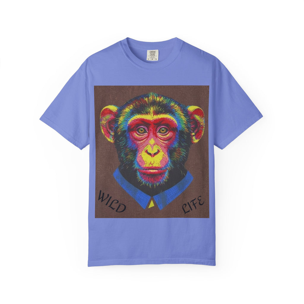 Wild Life Chimp Portrait T-Shirt — Colorful Retro Primate Graphic Tee