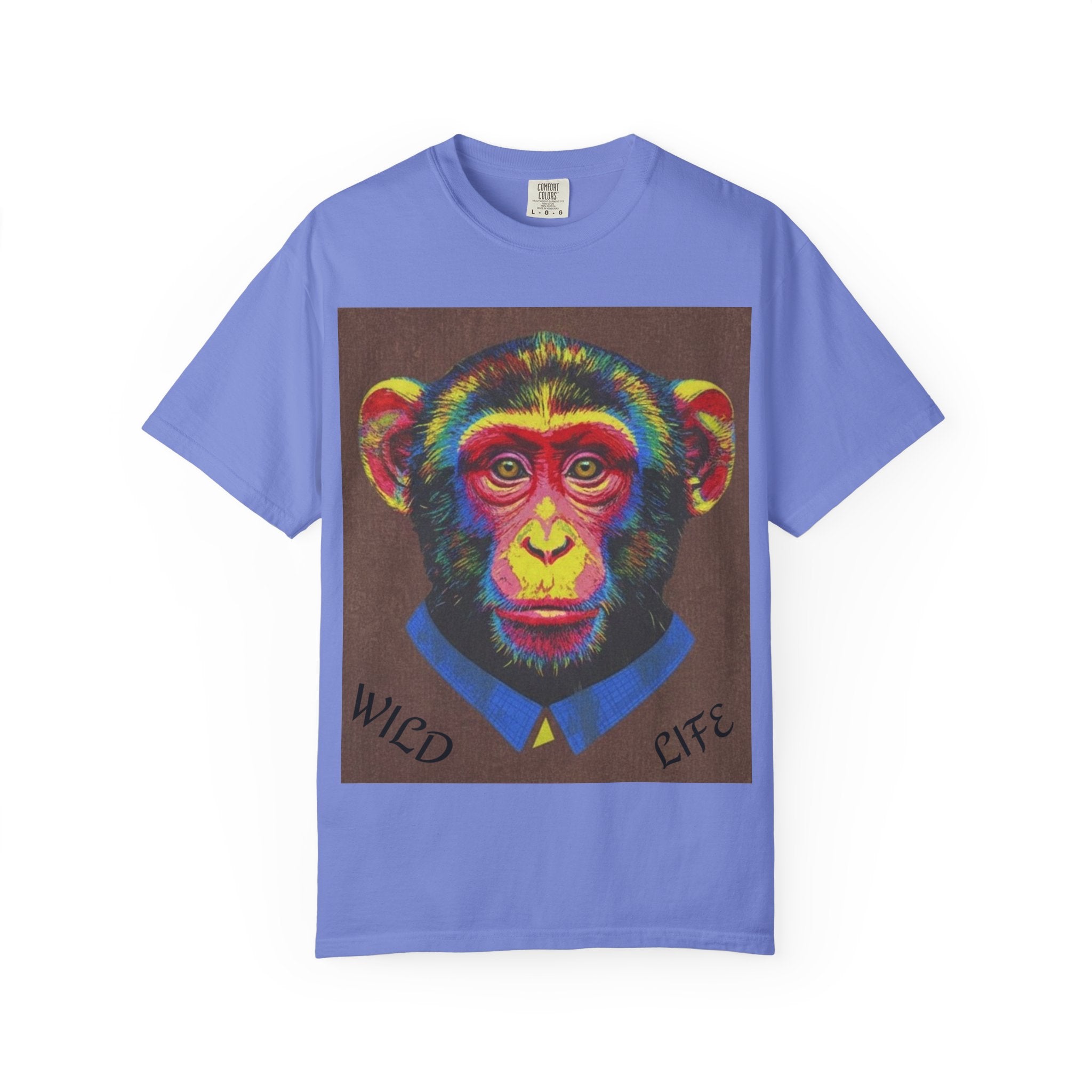 Wild Life Chimp Portrait T-Shirt — Colorful Retro Primate Graphic Tee