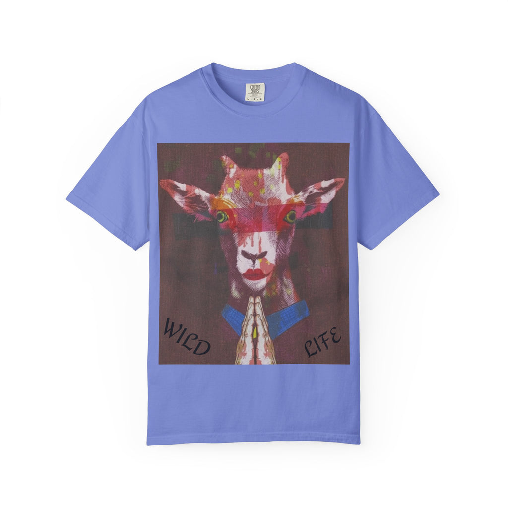 Wild Life Goat Portrait T-Shirt — Colorful Retro Primate Graphic Tee