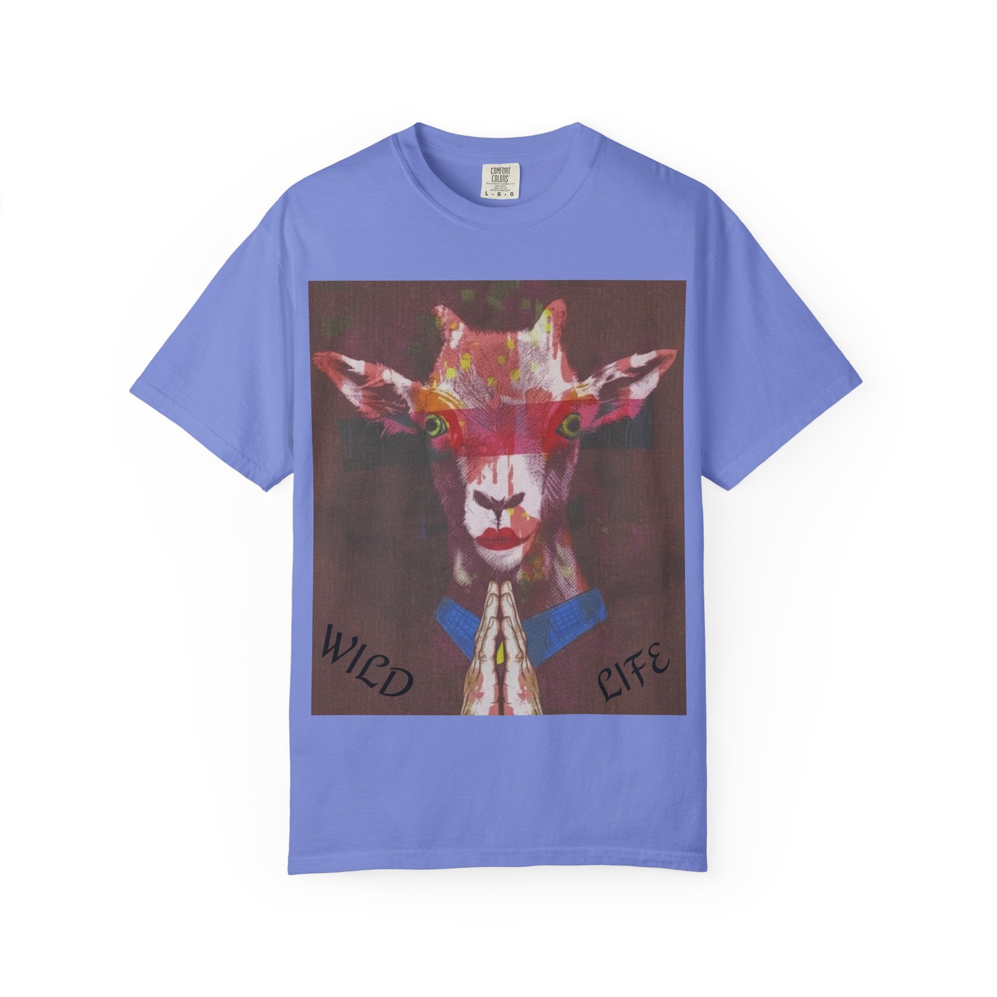 Wild Life Goat Portrait T-Shirt — Colorful Retro Primate Graphic Tee