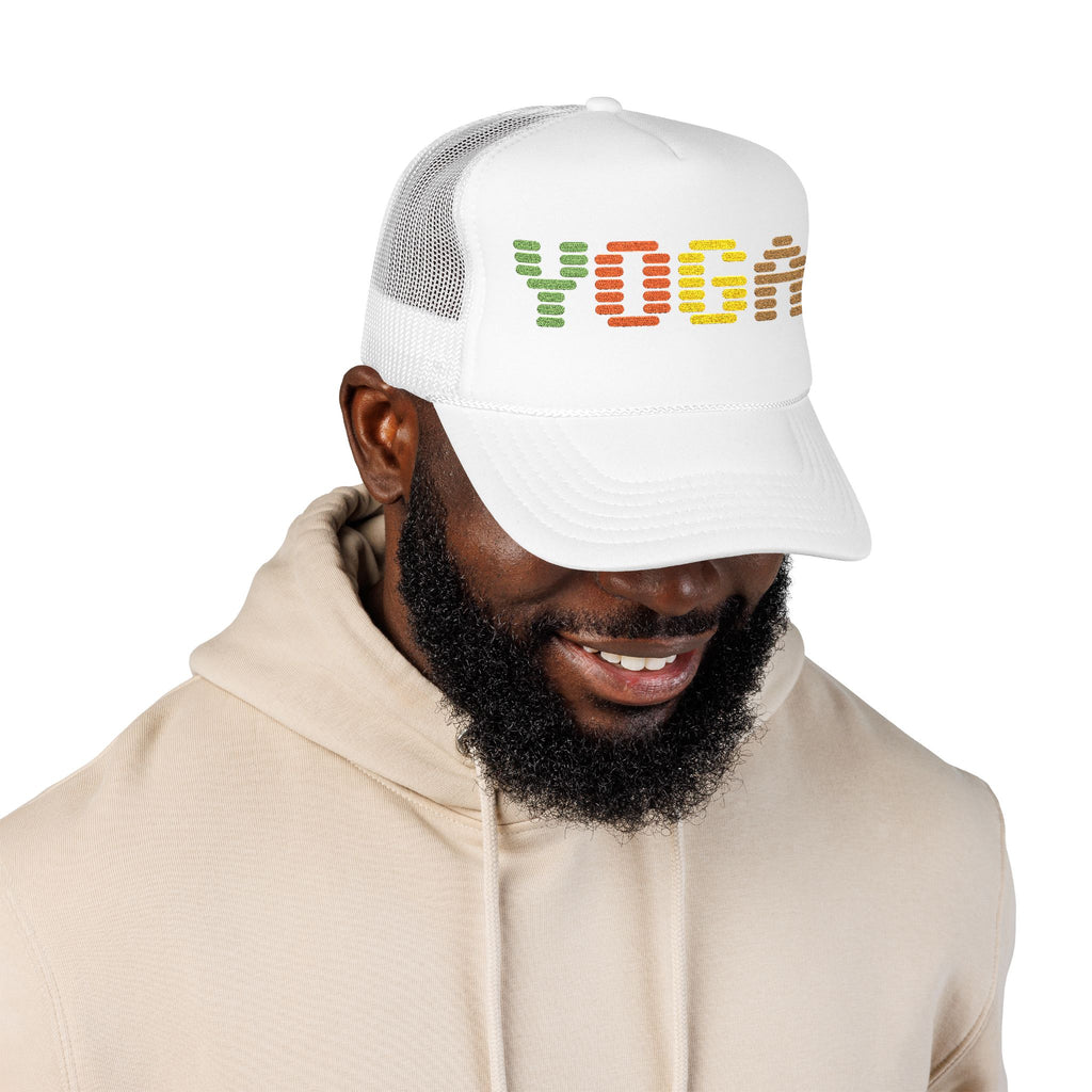 Yoga Foam Trucker Hat - Embroidered Red Cap for Yoga Enthusiasts