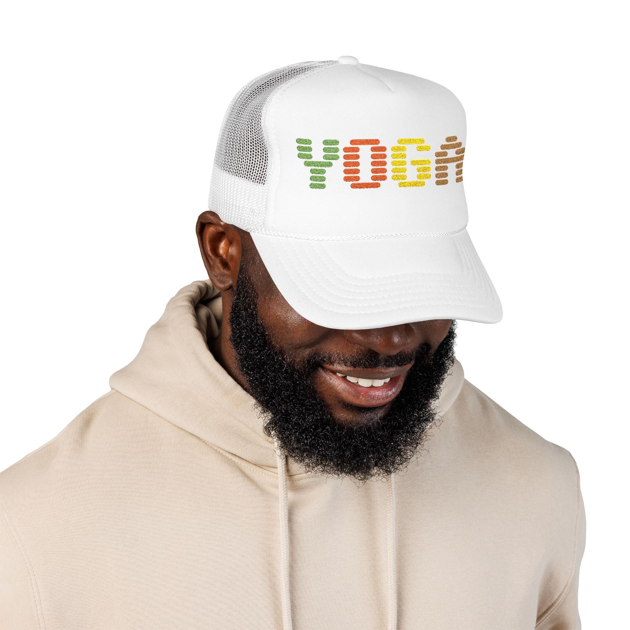 Yoga Foam Trucker Hat - Embroidered Red Cap for Yoga Enthusiasts