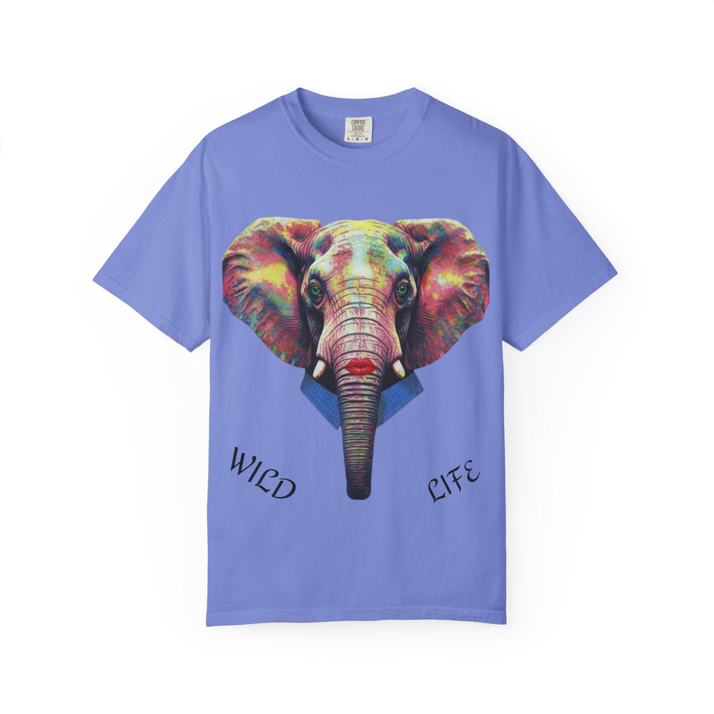 Wild Life Elephant Portrait T-Shirt — Colorful Retro Primate Graphic Tee