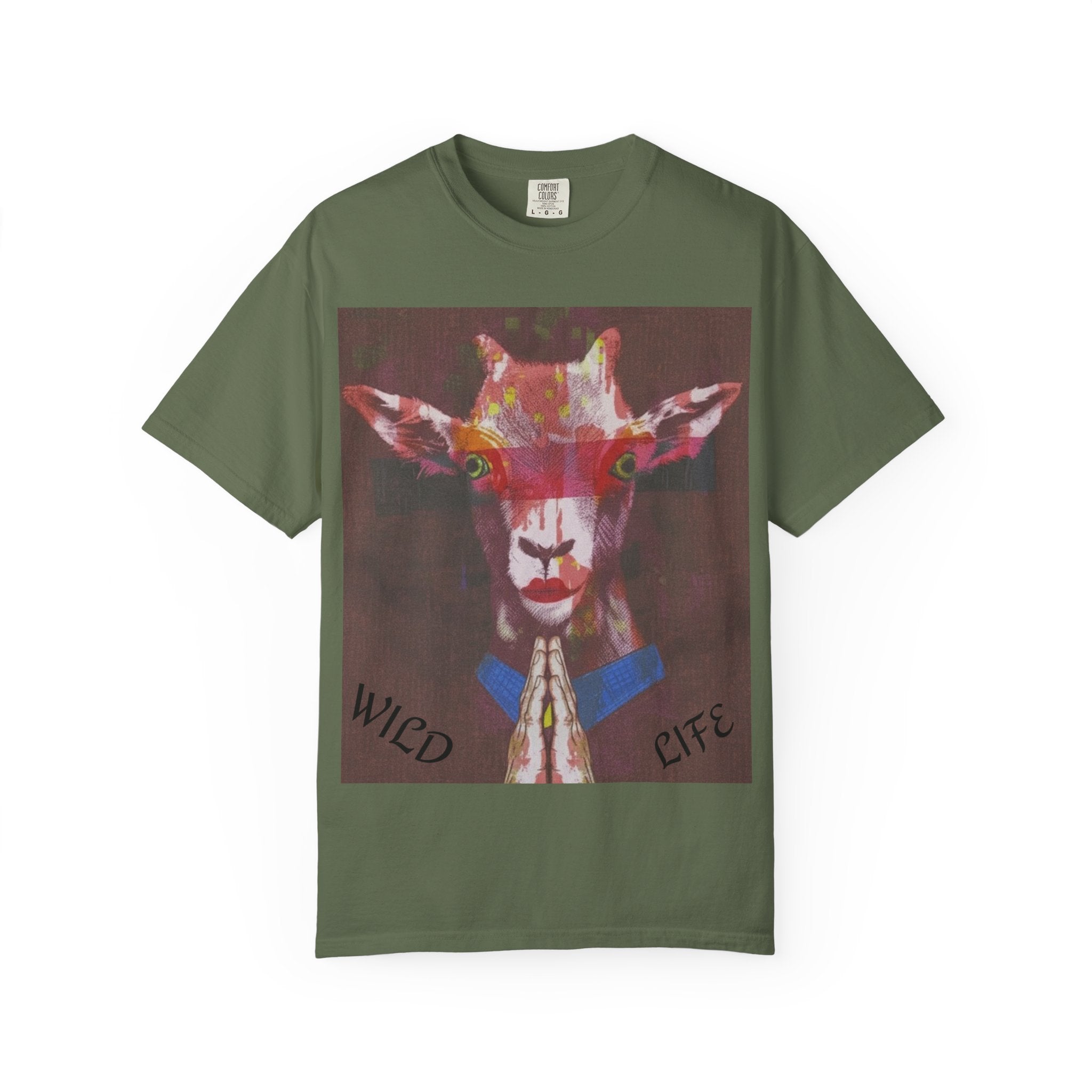 Wild Life Goat Portrait T-Shirt — Colorful Retro Primate Graphic Tee