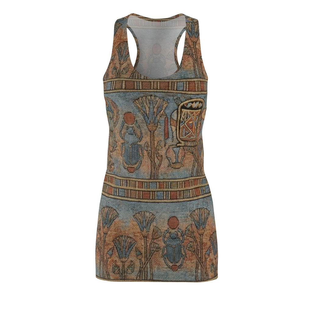 Egyptian Scarab Racerback Dress — Ancient Floral Motif AOP