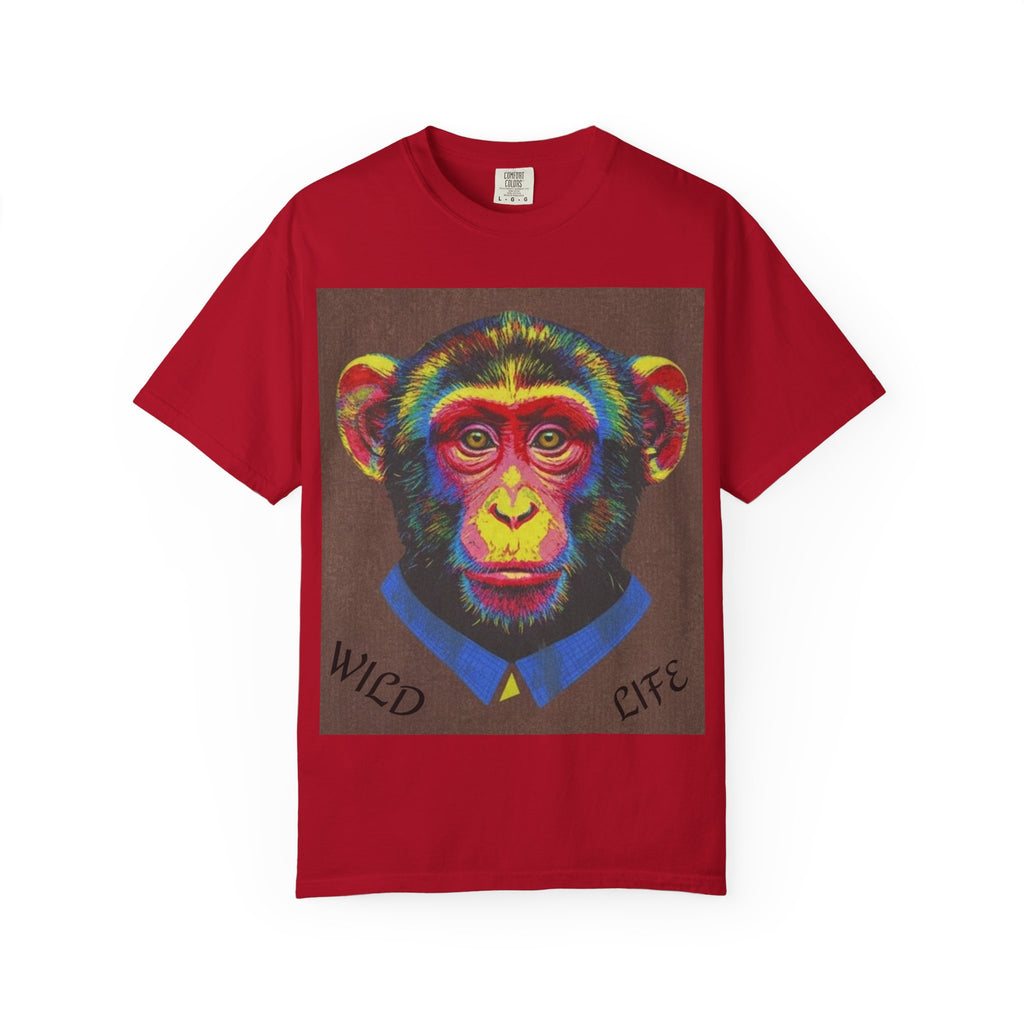 Wild Life Chimp Portrait T-Shirt — Colorful Retro Primate Graphic Tee