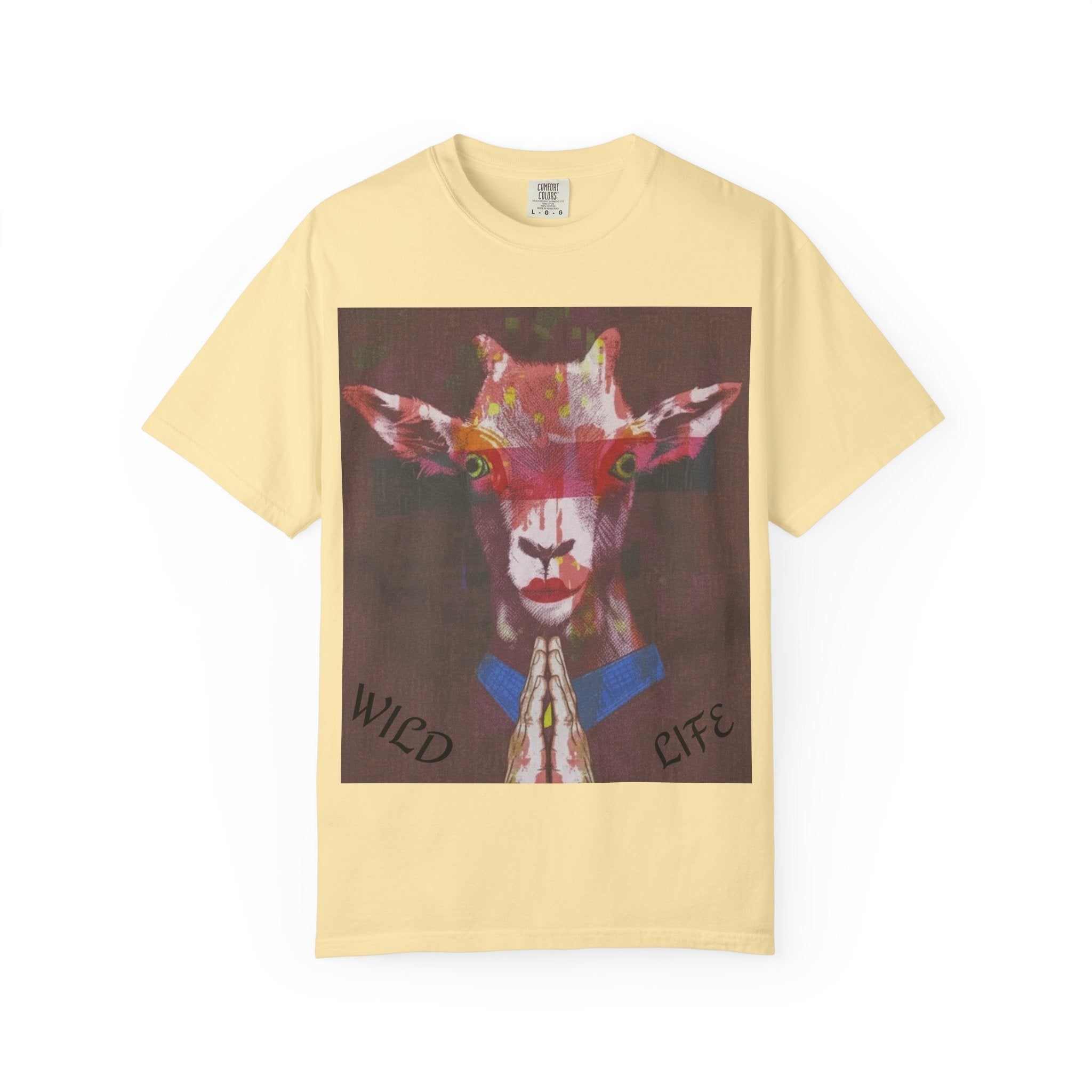 Wild Life Goat Portrait T-Shirt — Colorful Retro Primate Graphic Tee