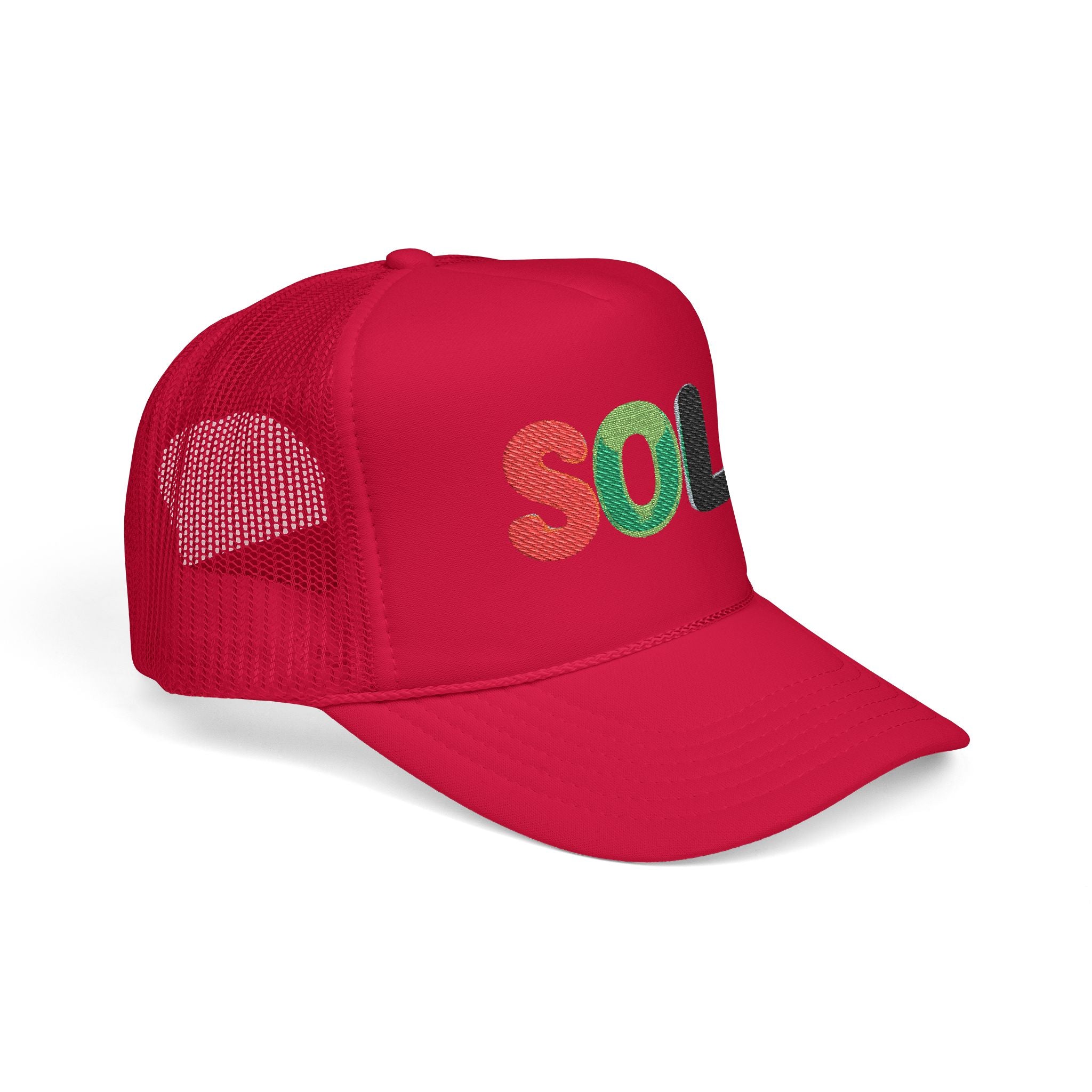 Red green and black Embroidered Trucker Hat - SOL Design