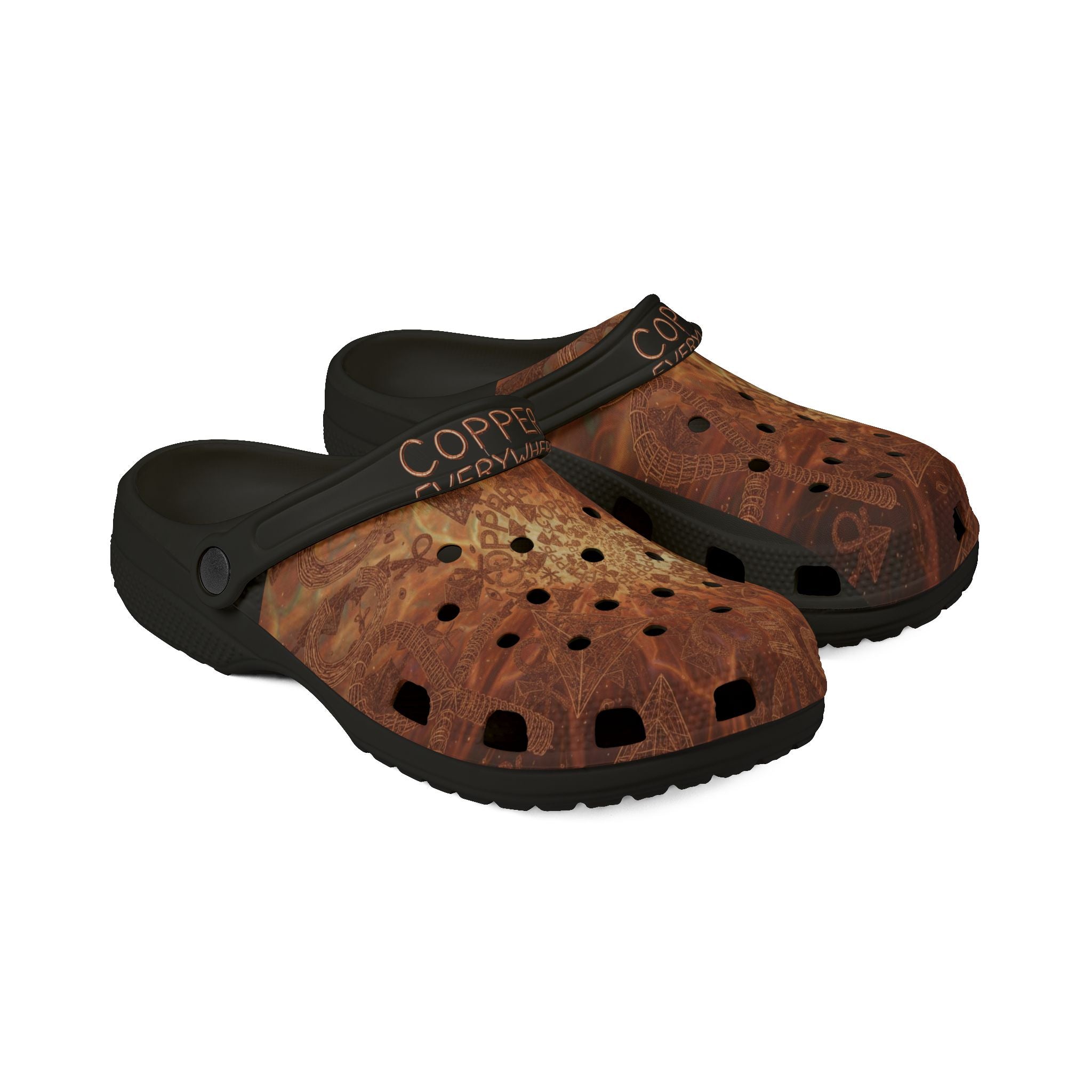 WKE WRLD Copper Inspired Crocs, Printed Comfort Shoes, Summer Footwear, Lounge Clogs, Gift for Her, Outdoor Footwear