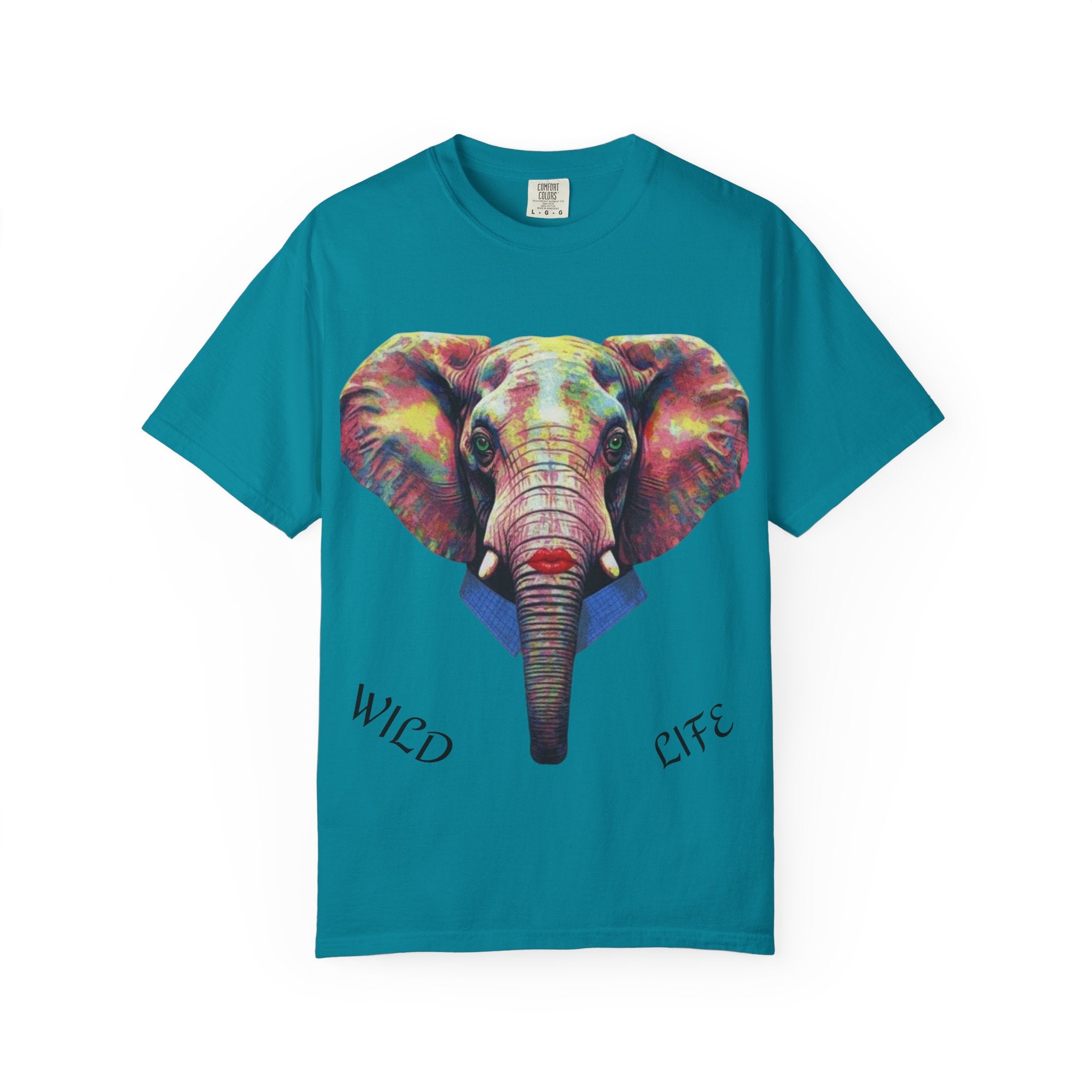 Wild Life Elephant Portrait T-Shirt — Colorful Retro Primate Graphic Tee