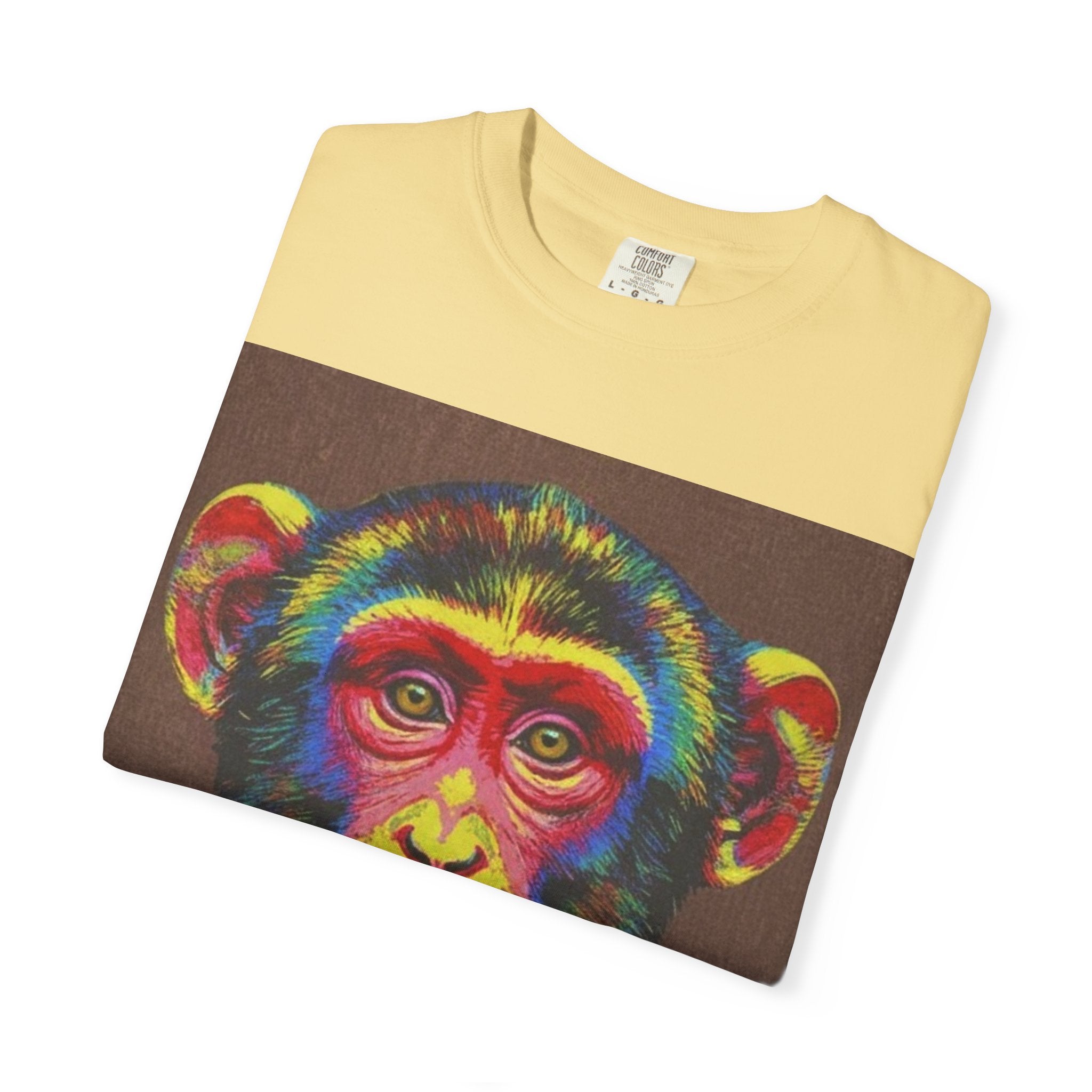 Wild Life Chimp Portrait T-Shirt — Colorful Retro Primate Graphic Tee