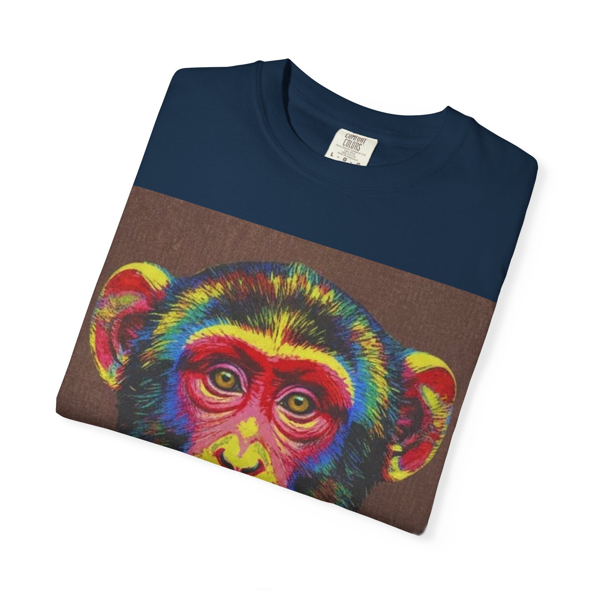 Wild Life Chimp Portrait T-Shirt — Colorful Retro Primate Graphic Tee