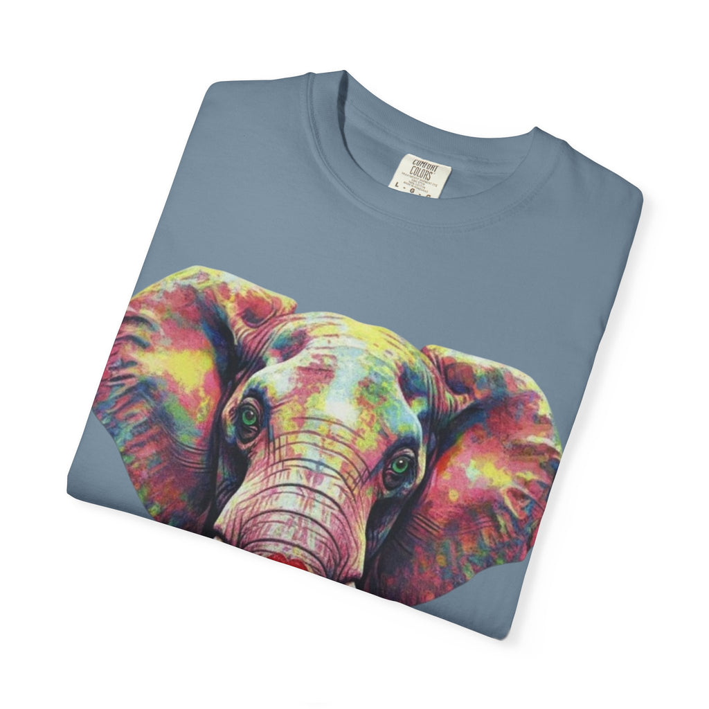 Wild Life Elephant Portrait T-Shirt — Colorful Retro Primate Graphic Tee