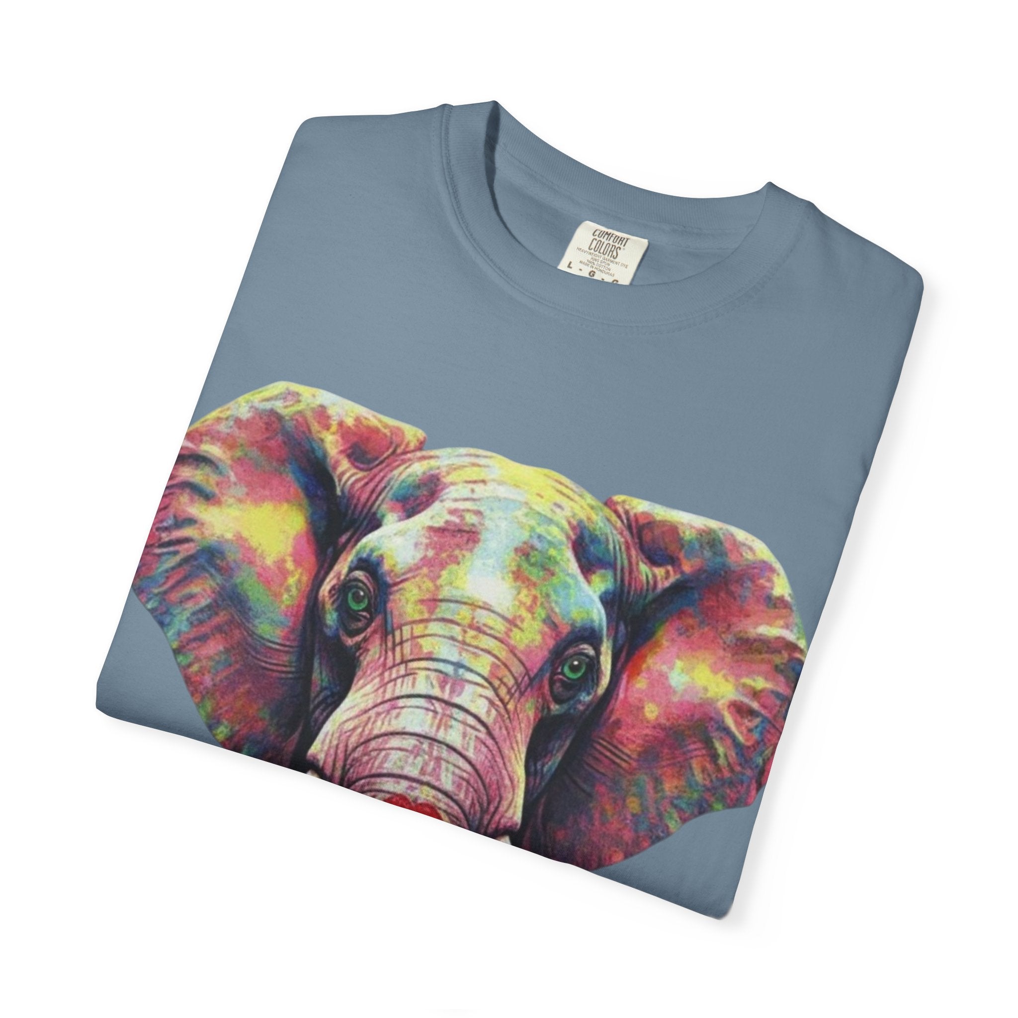 Wild Life Elephant Portrait T-Shirt — Colorful Retro Primate Graphic Tee