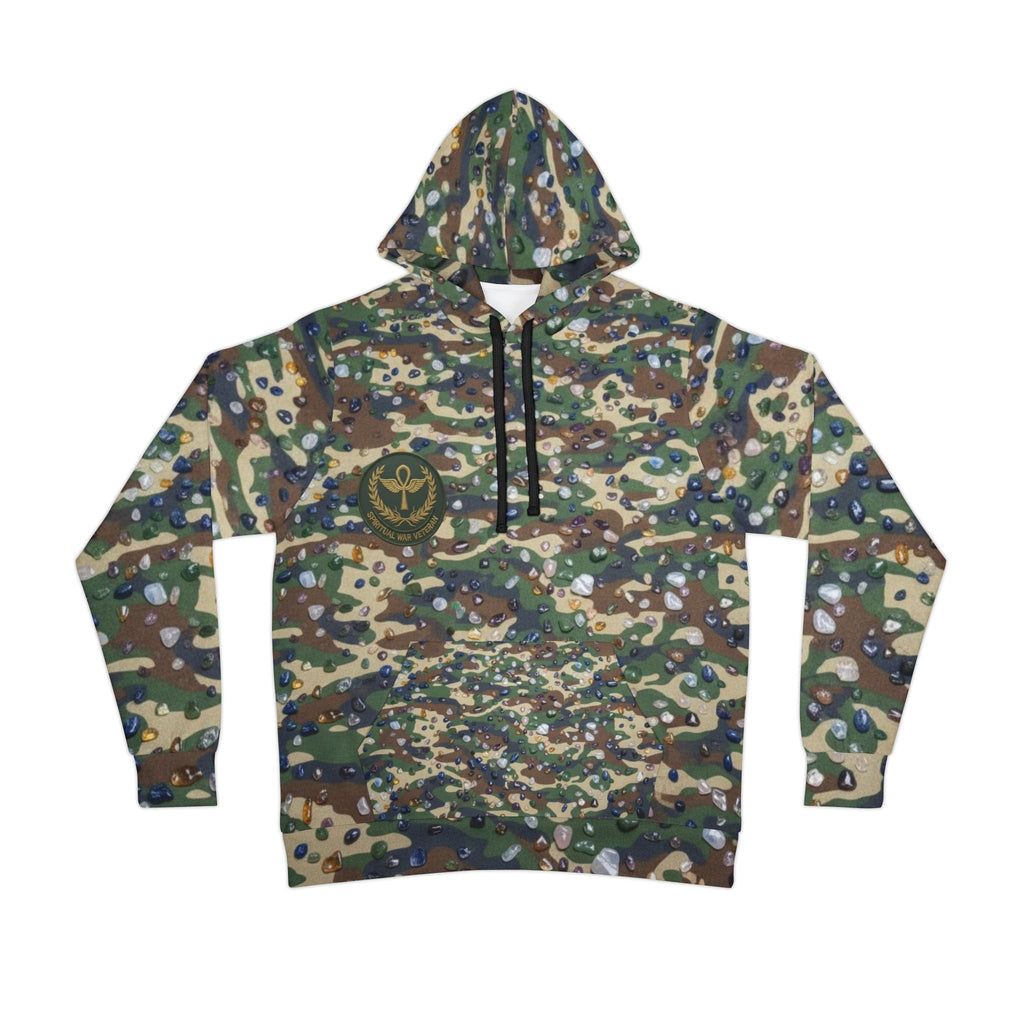 WKE WRLD Camo Print Athletic spiritual Veteran Hoodie, Trendy Fitness Sweatshirt, Perfect for Outdoor Adventures, Sporty Gift Idea, Activewear Upgrade