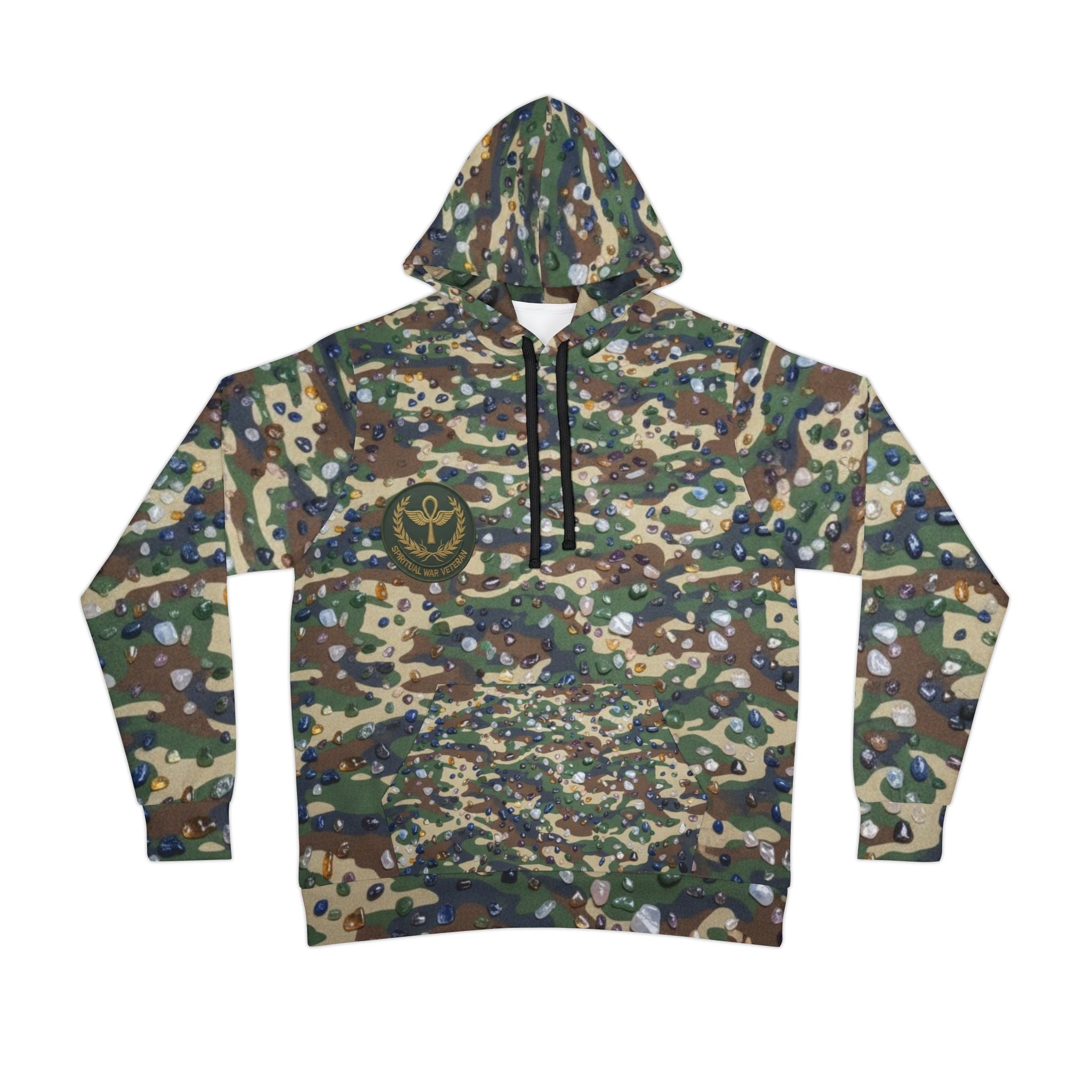 WKE WRLD Camo Print Athletic spiritual Veteran Hoodie, Trendy Fitness Sweatshirt, Perfect for Outdoor Adventures, Sporty Gift Idea, Activewear Upgrade