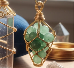 Wire wrapped gold non-tarnishing crystal necklace