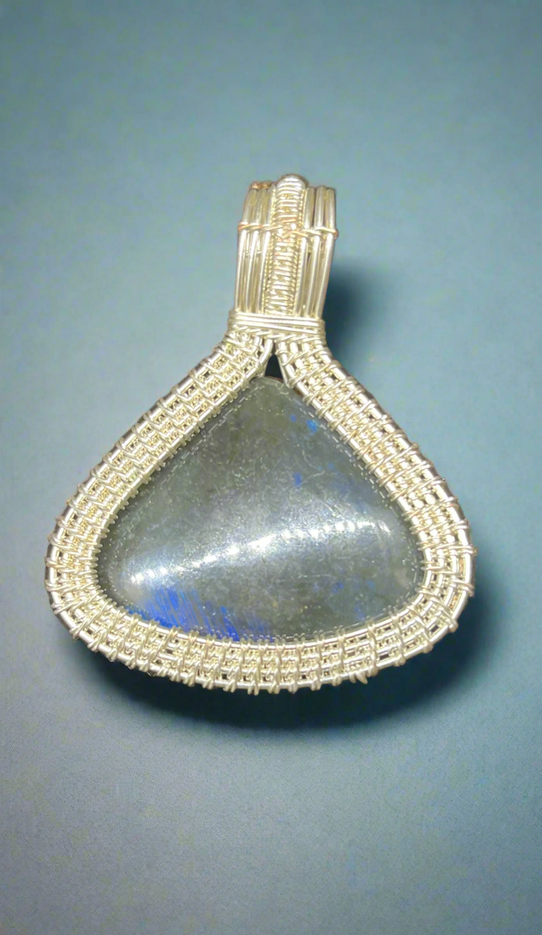 iamevibez Custom Wire Wtapped Blue Labradorite Necklace
