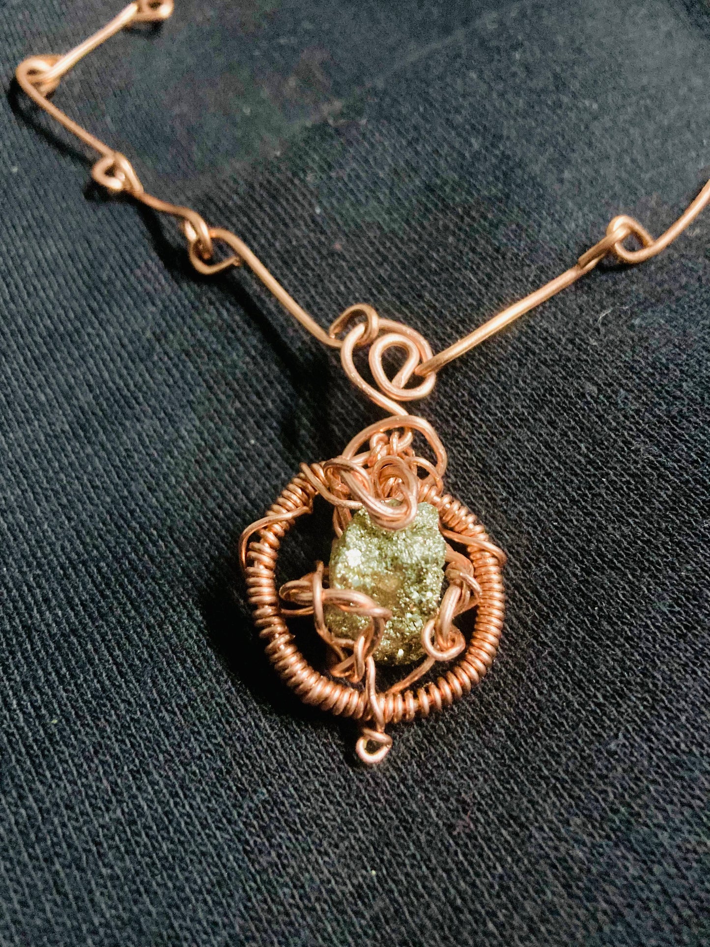 Pure Copper Wire Wrapped Pyrite pendants