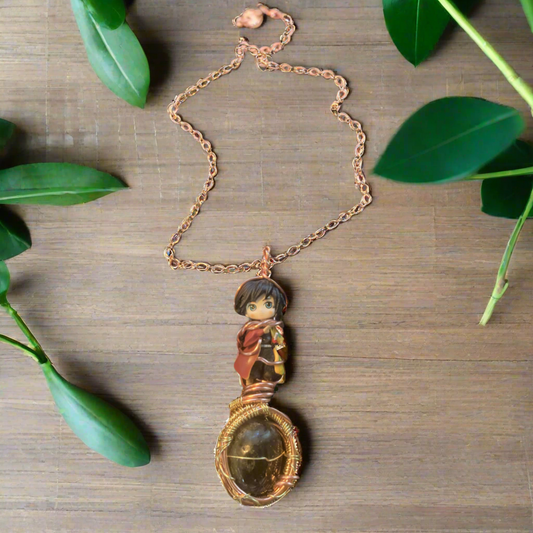 Custom Demon Slayer And Labradorite Anime Necklace