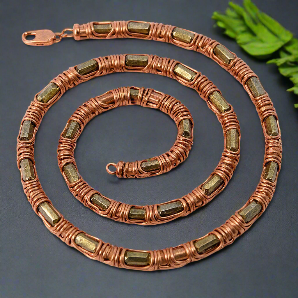 iamevibez Pure Wire Wrapped Pyrite kings Link Design