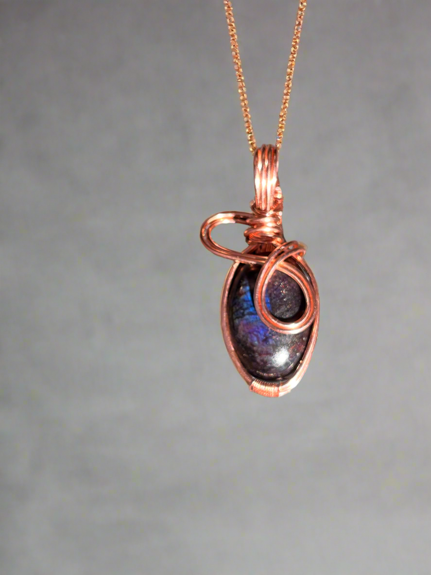 iamevibez Custom Copper & Labradorite Wire Wrapped Necklace