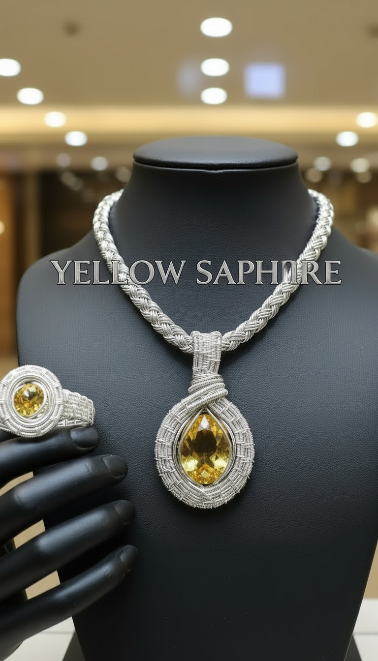 Sterling Silver Yellow Sapphire Set