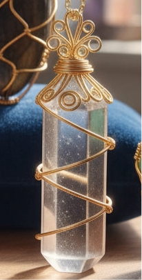 Wire wrapped gold non-tarnishing crystal necklace